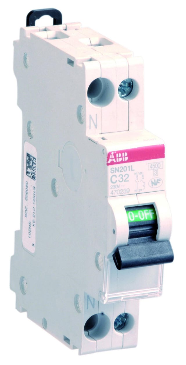 Disjoncteur phase + neutre ABB 32 A