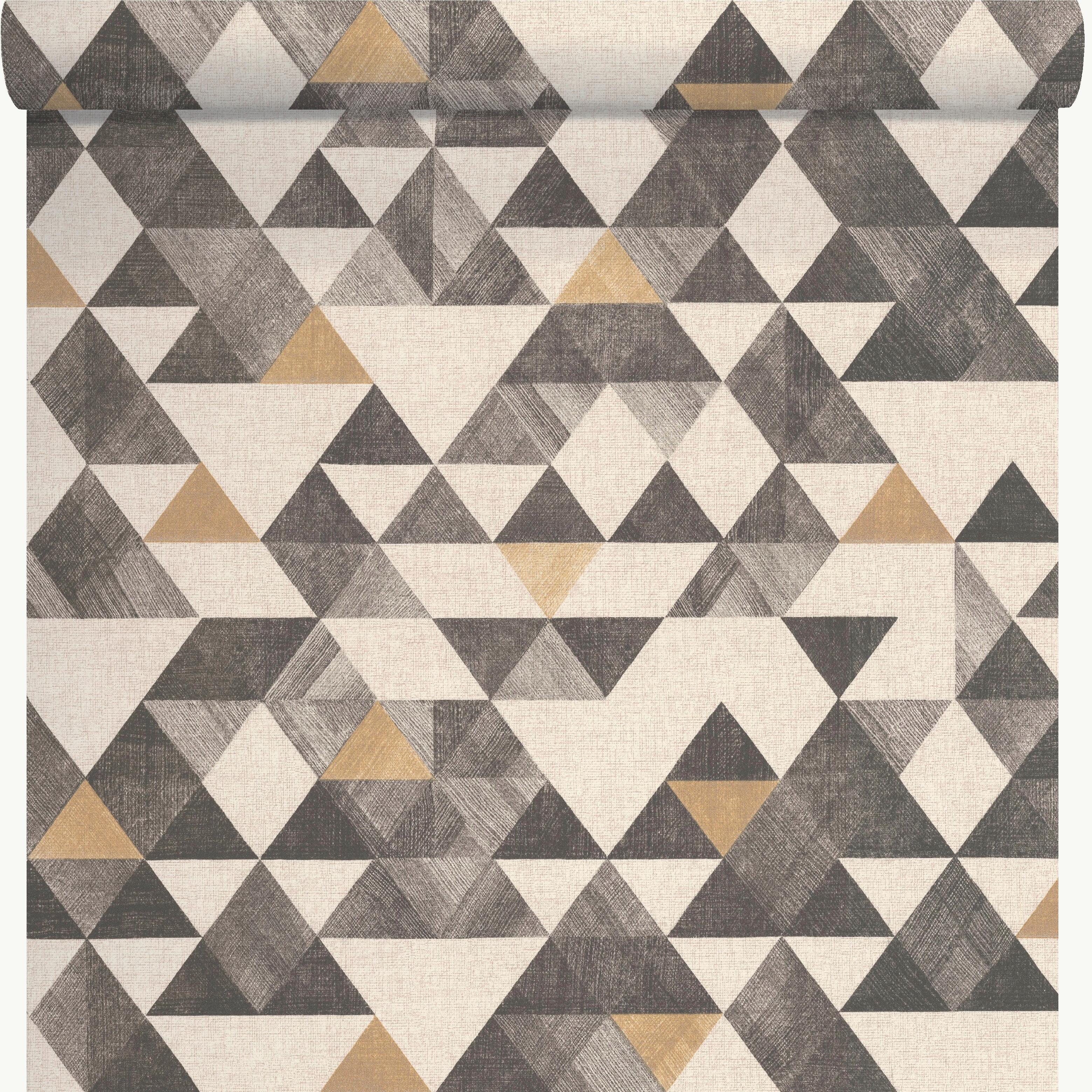 Papier peint intissé Triangle tribal noir et ocre - 3