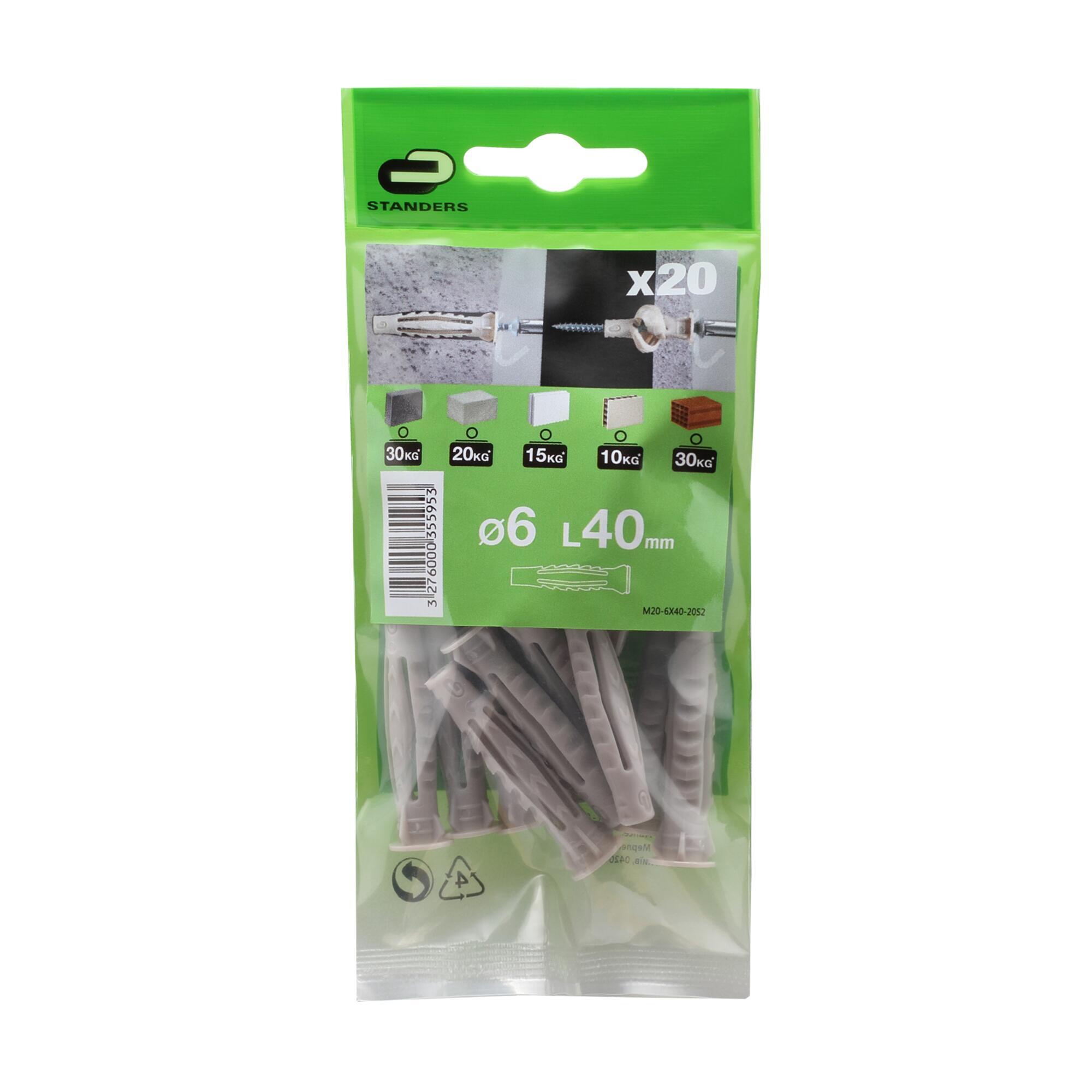 20 tacos multimaterial standers, ø 6 x l. 40 mm