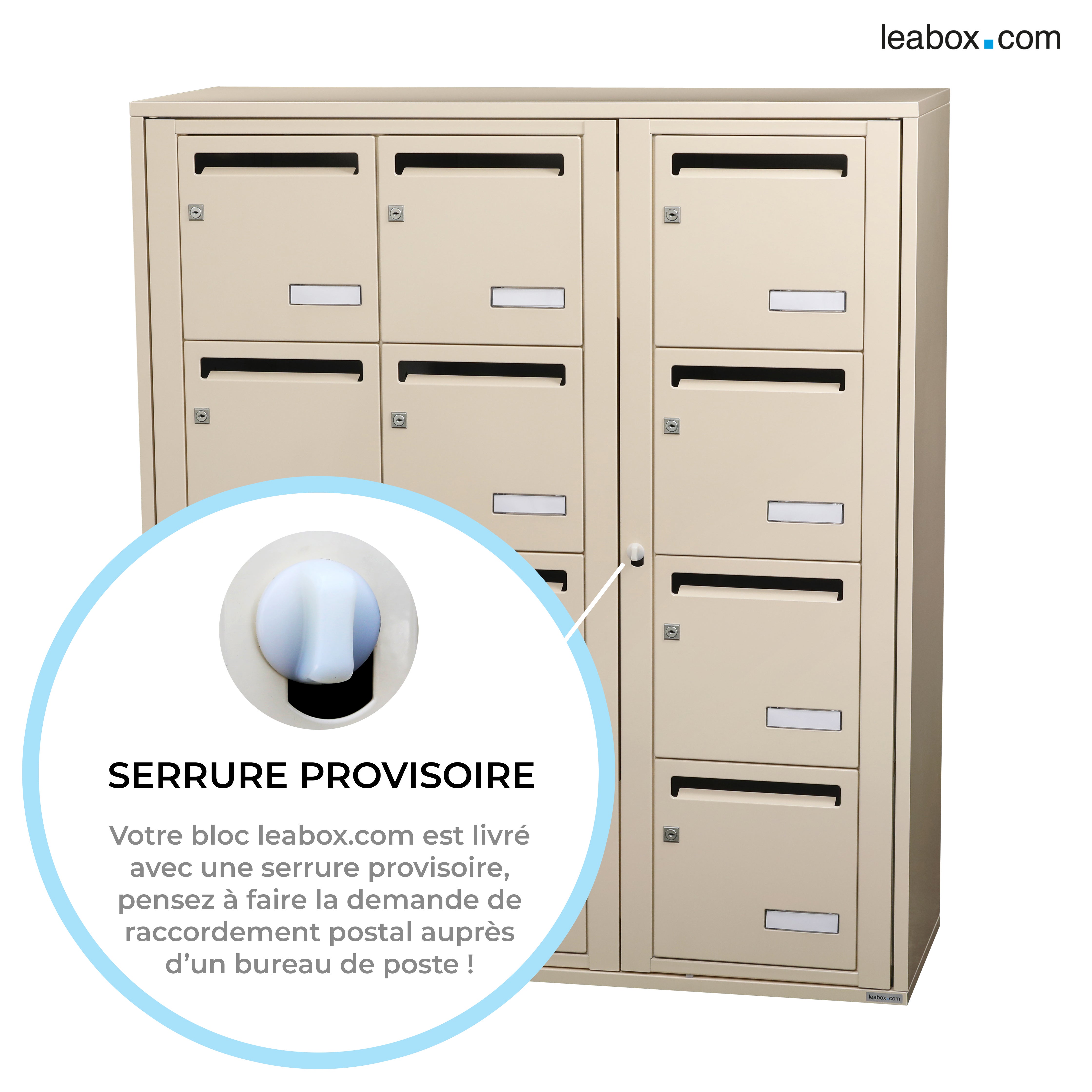 Boîte aux lettres collective intérieur LEABOX.COM 3x4 acier ivoire brillant - 6