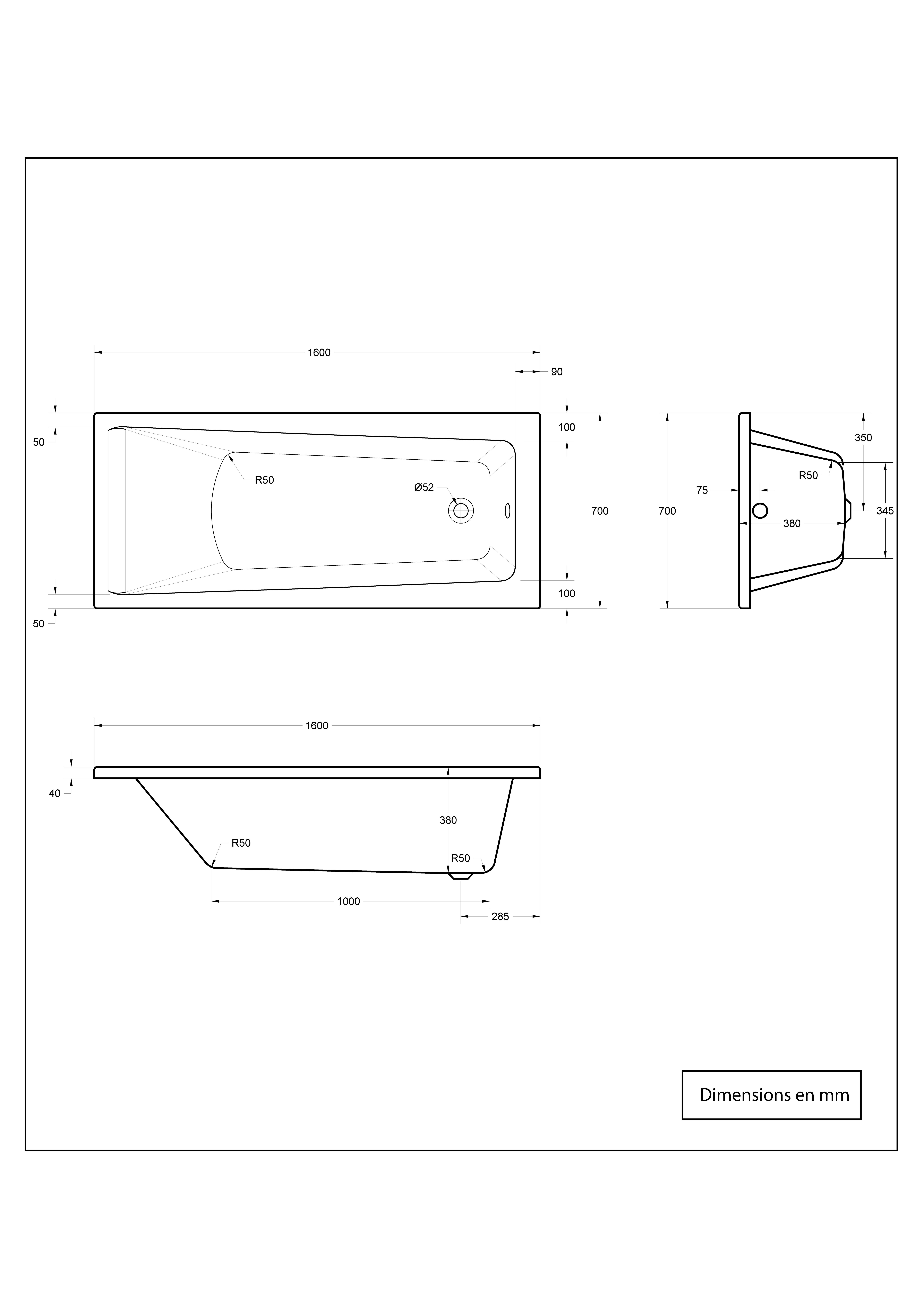 Baignoire rectangulaire L.160x l.70 cm blanc, SENSEA Access design - 5