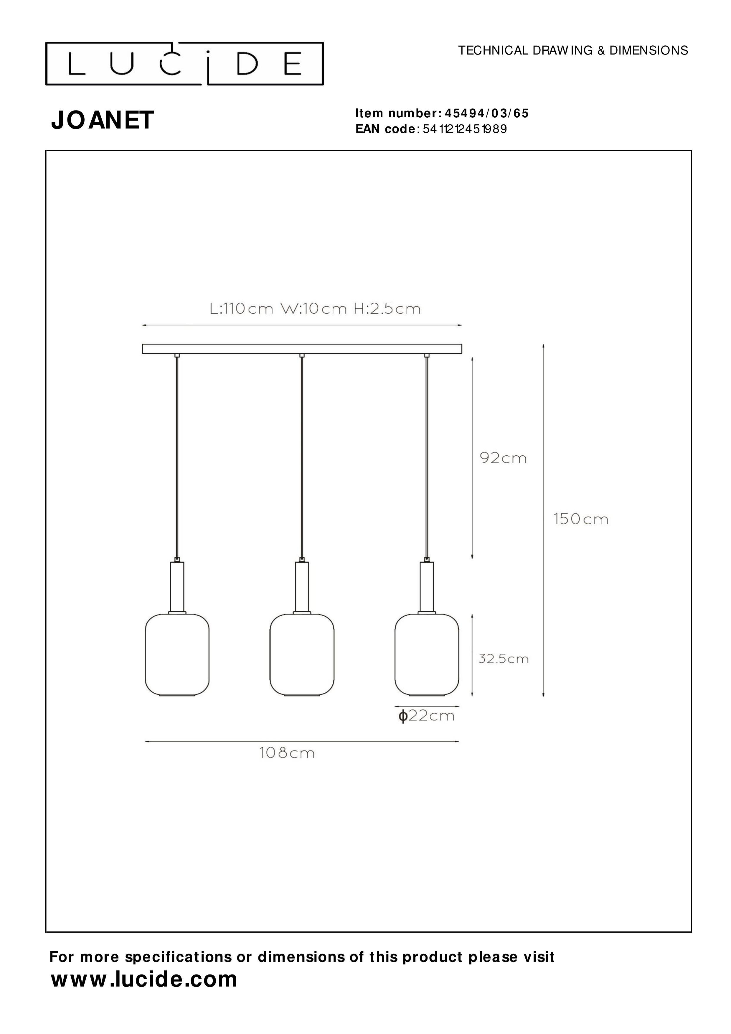 Suspension Joanet verre, fumée, l.22 cm, E27 - 9