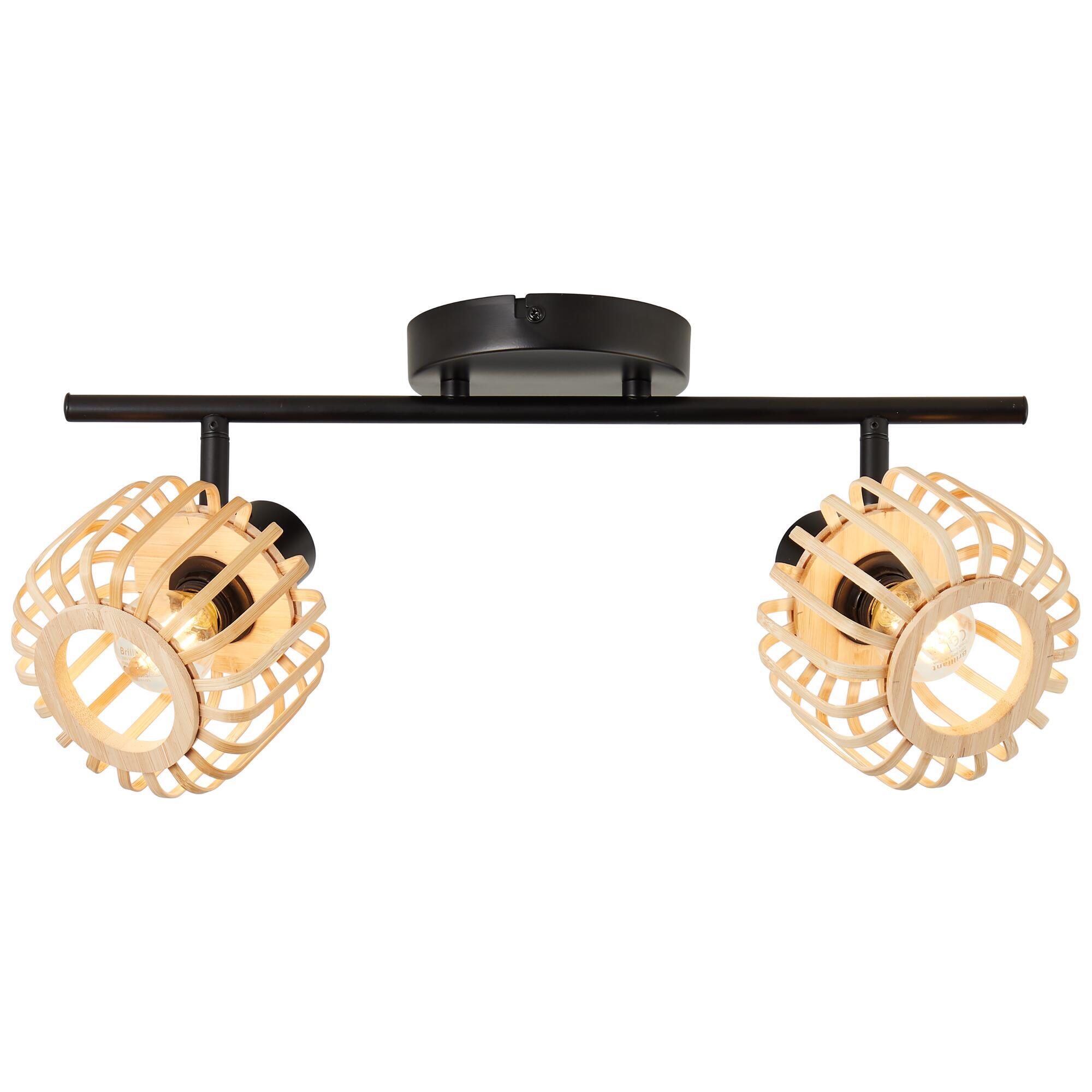 Foco decorativo INSPIRE PECAN E14 2 LÂMPADAS METAL MATE PRETO/BAMBU - 2