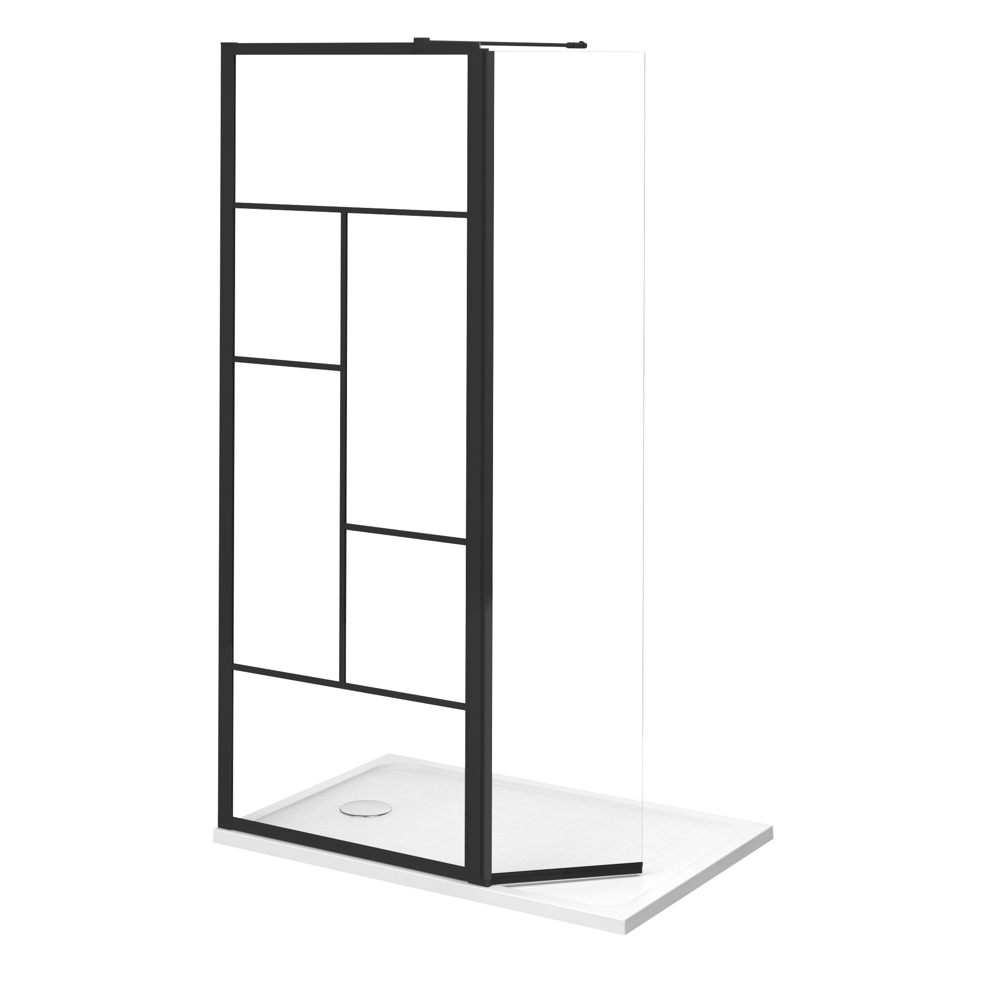Paroi de douche industrielle verre transparent, l.80 cm, Ep.8 mm, noir Studio - 11
