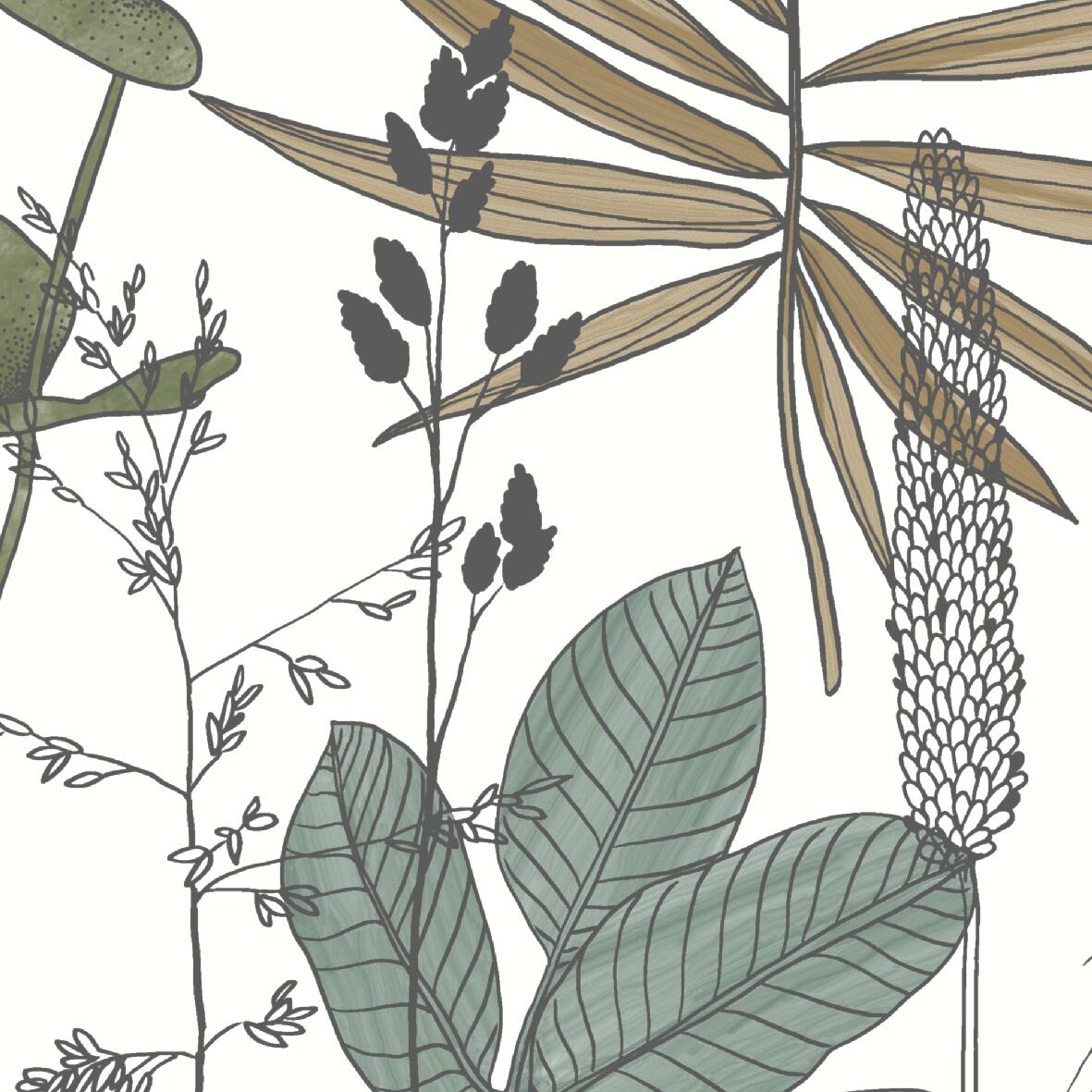 Papier peint intissé Feuille Graminé vert - 4