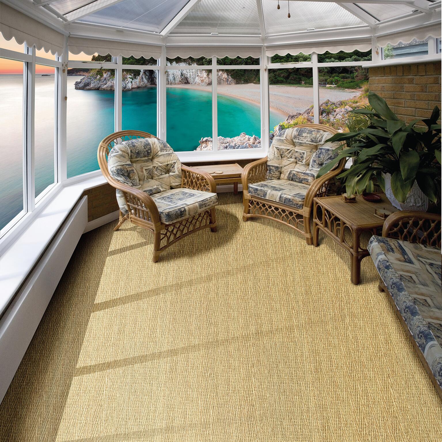 Jonc de mer structuré beige, Chevron fin, rouleau l.4 m - 2