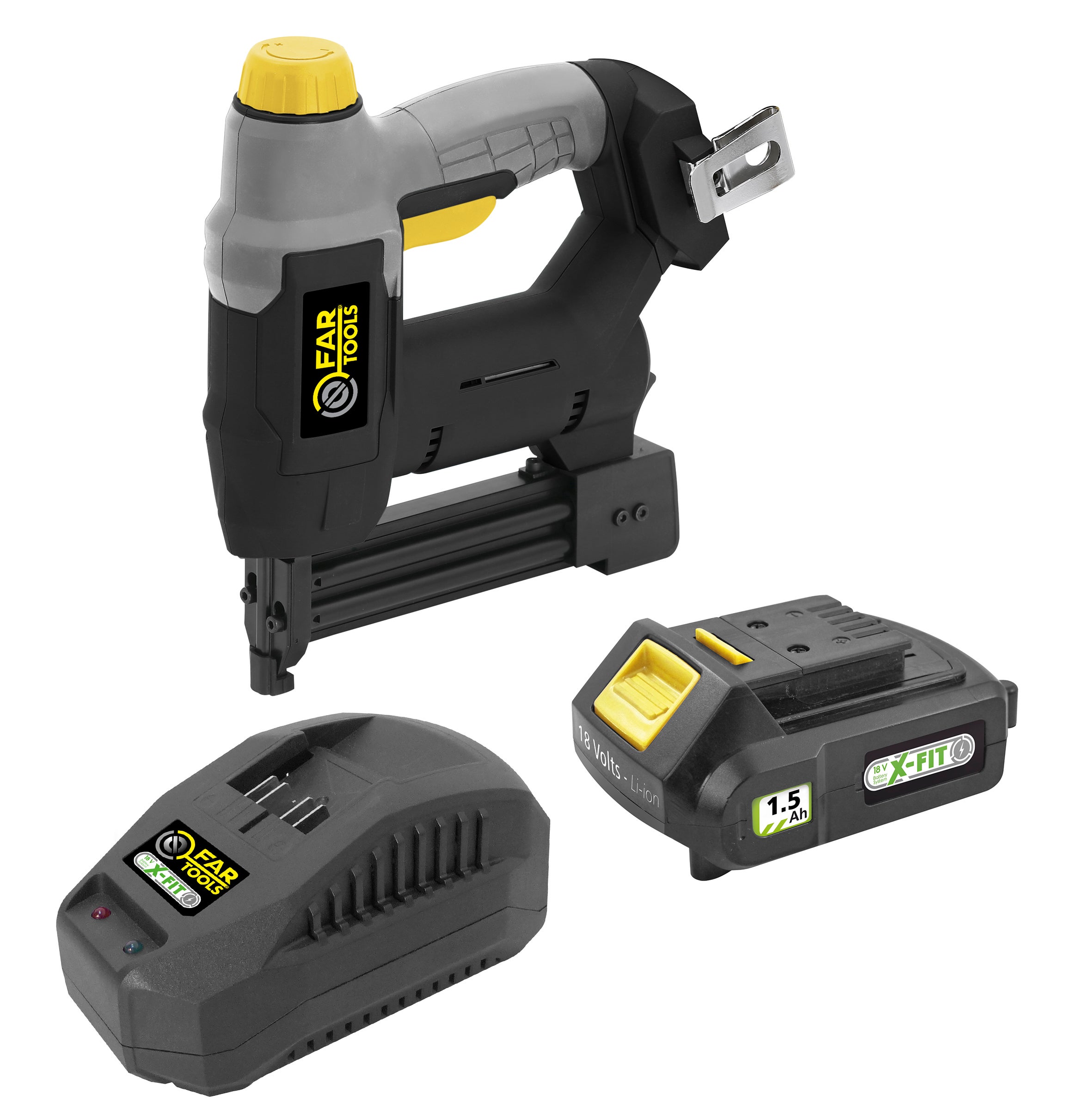 Agrafeuse-cloueuse Sans Fil 18V Fartools - Réglage Puissance, Clous 32mm Max, Agrafes 22mm Max, LED