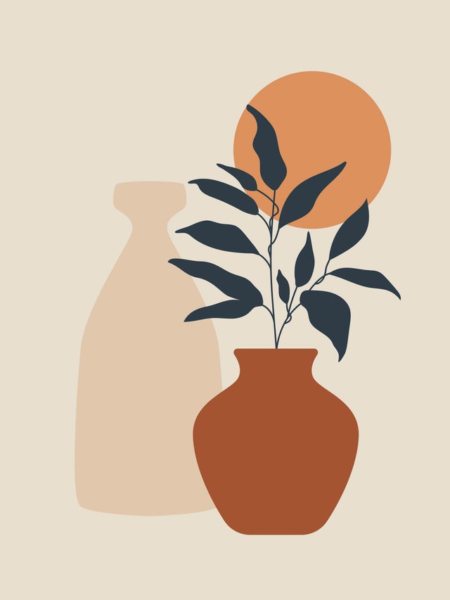 Affiche Vases, orange, beige, noir EDITIONS BRAUN l.30 x H.40 cm