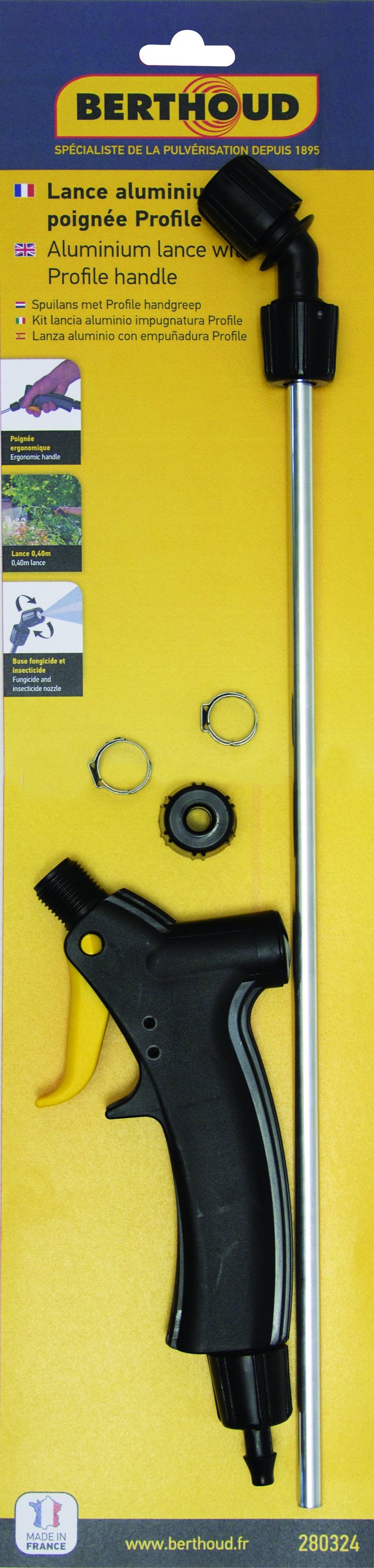 Lance pour pulvérisateur aluminium 40cm avec poignée BERTHOUD