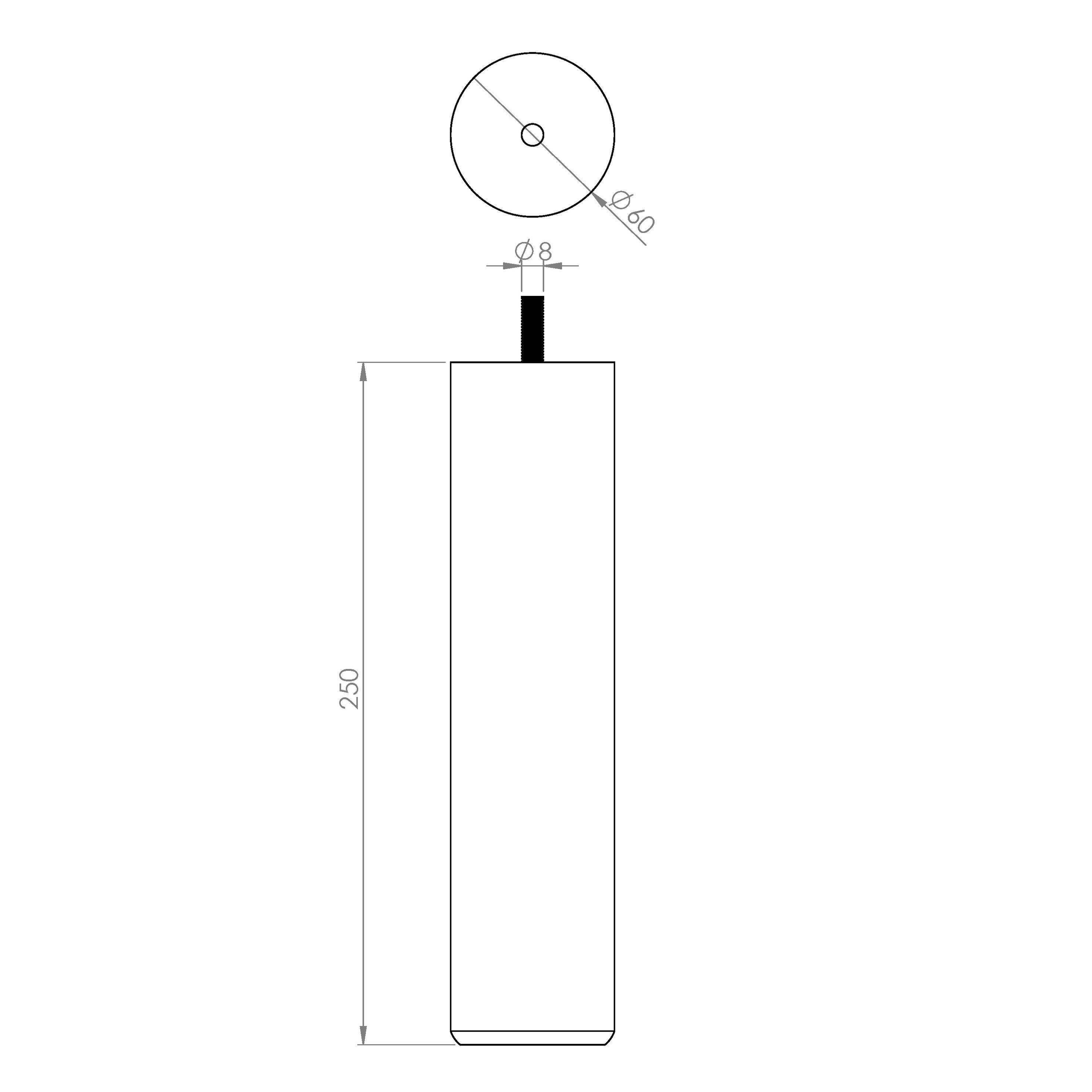 Pied lit / sommier cylindrique CIME bois gris, ⌀60 x H.250 mm - 2