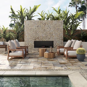 Carrelage sol extérieur effet pierre marron Monastère l.30 x L.50 cm