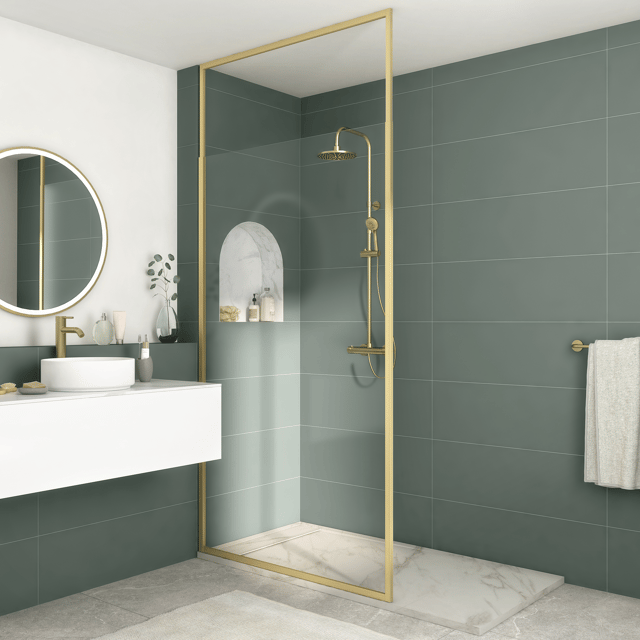 Pack douche italienne receveur Neo marbre 90x160+paroi transp Unik Gold 120cm