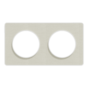 Plaque double Odace Kvadrat, SCHNEIDER ELECTRIC, tissu craie liseré blanc