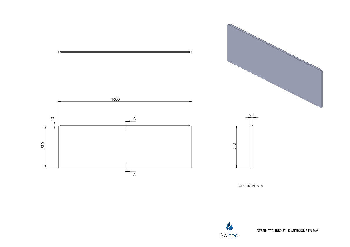 Tablier de baignoire frontal L.160 cm, SENSEA Nerea/access - 3