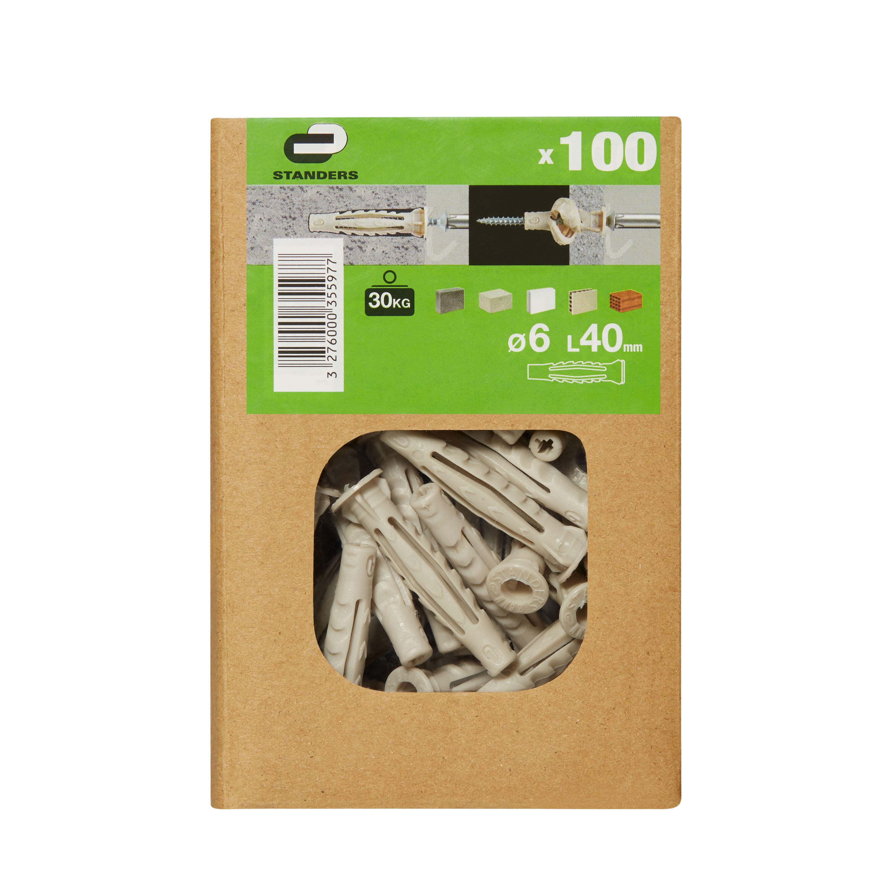 100 buchas nylon STANDERS 6X40MM MULTIMATERIAIS - 9