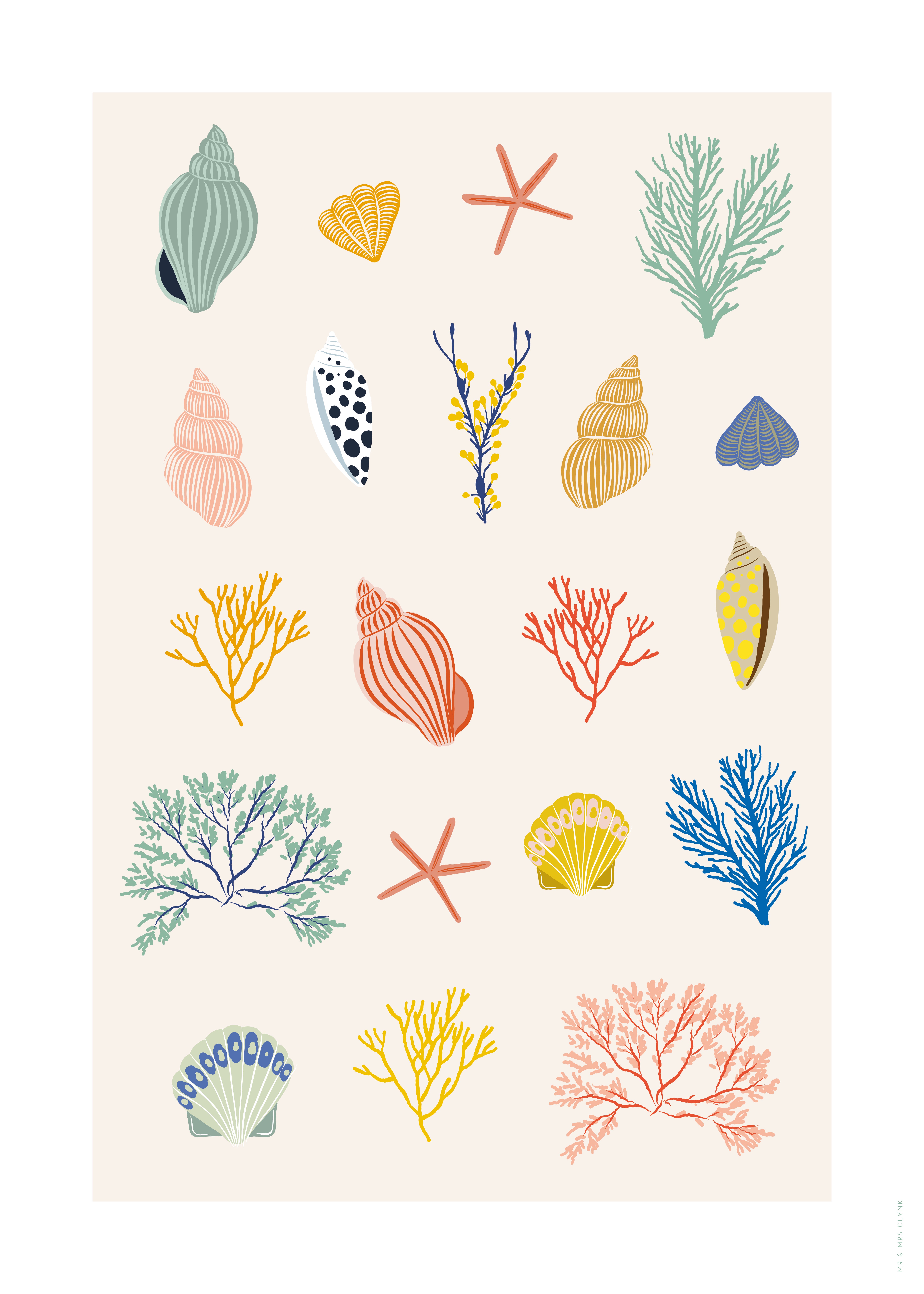 Affiche CLYNK COQUILLAGES, multicouleur ART CANVAS l.40 x H.30 cm ...
