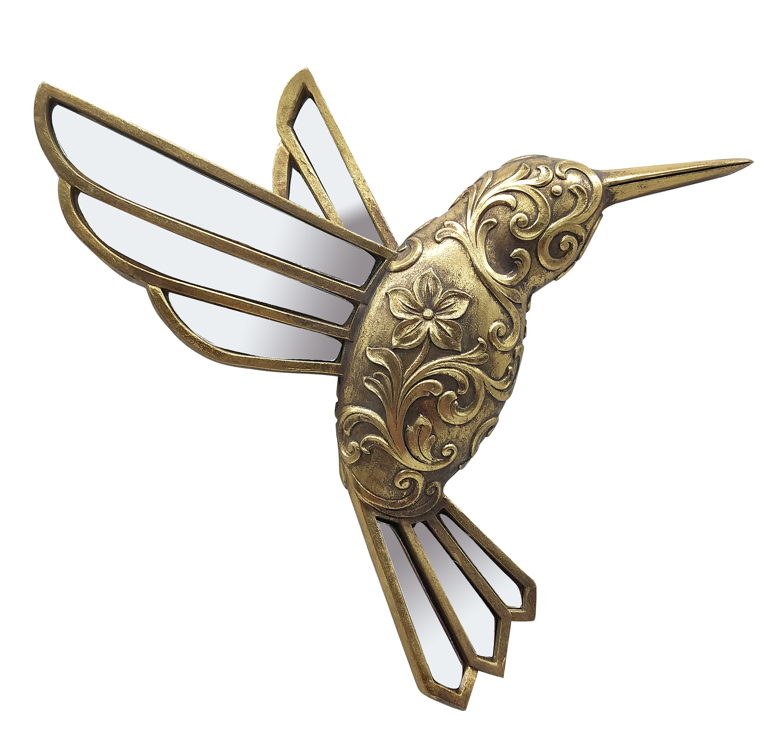 Plaque décorative Colibri, doré l.23 x H.25 cm