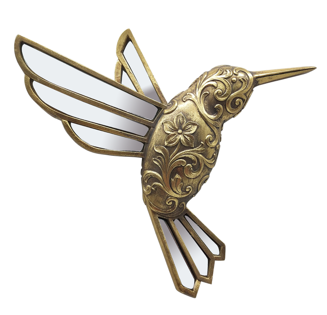 Plaque décorative Colibri, doré l.23 x H.25 cm