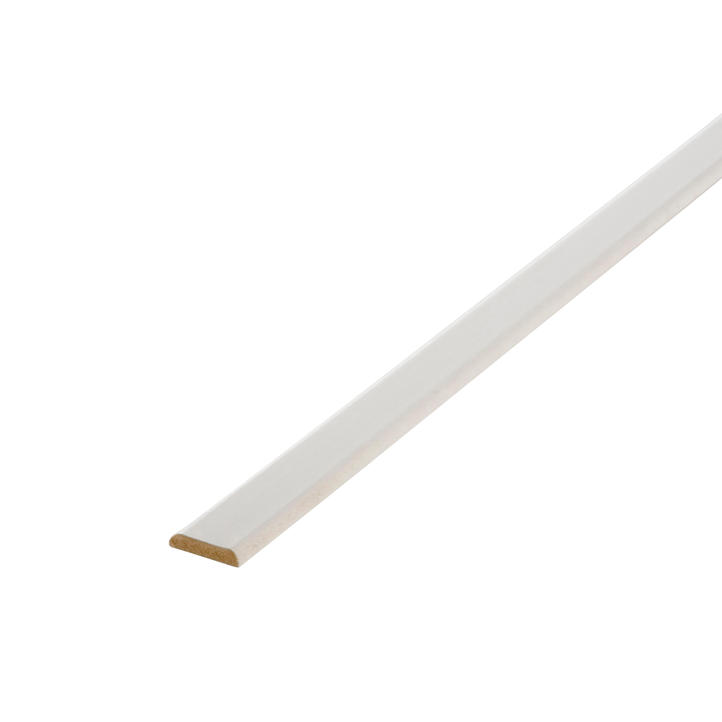 Champlat médium (MDF) 2 arrondis blanc, 8 x 40 mm, L. 2.44 m - 4