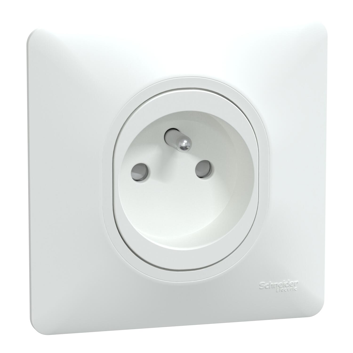 Lot de 5 prises avec terre complet Ovalis, SCHNEIDER ELECTRIC, blanc - 2