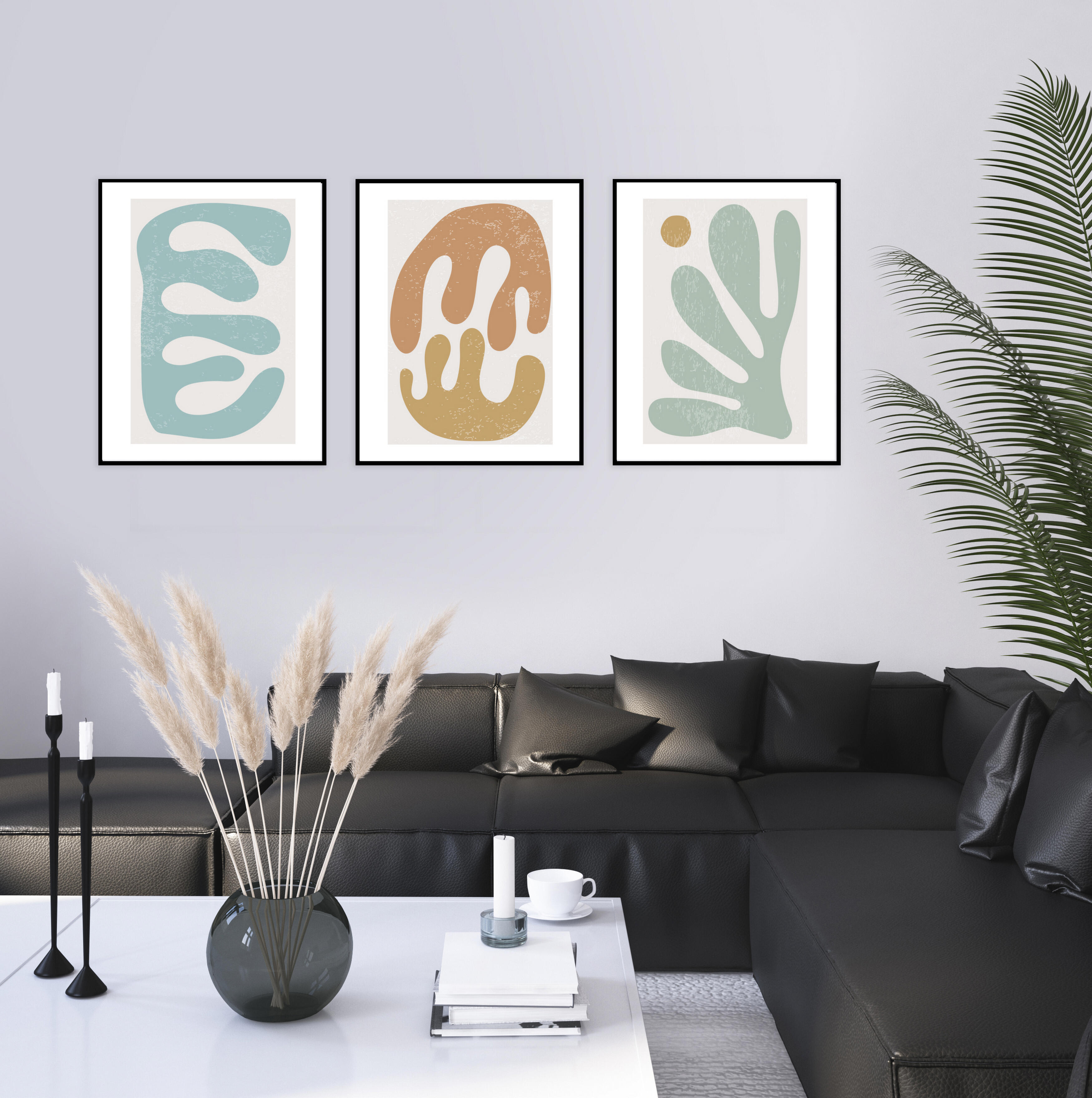 Affiche Feuilles, bleu, beige EDITIONS BRAUN l.40 x H.50 cm - 2