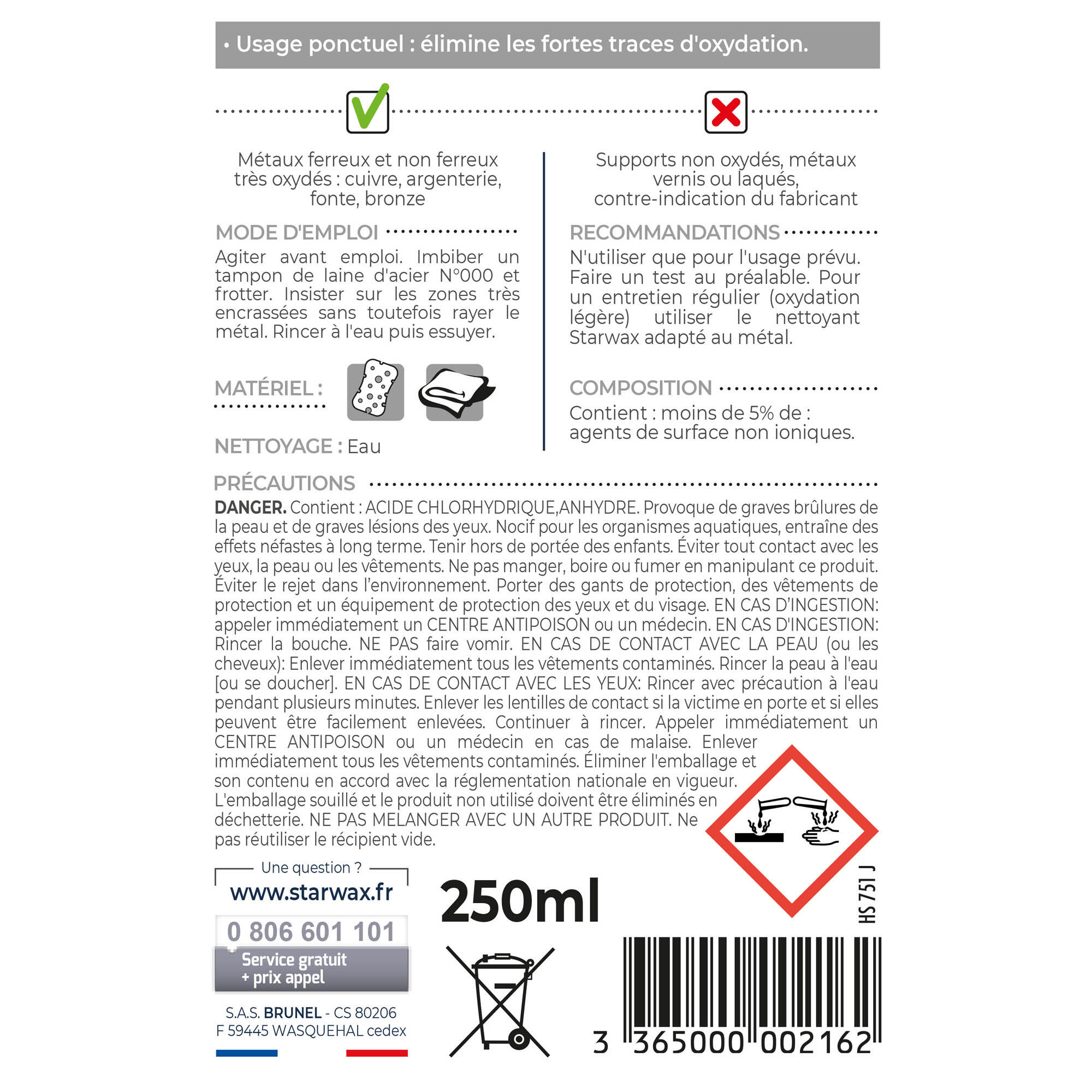 Désoxydant métaux STARWAX, incolore liquide, 250 ml - 3