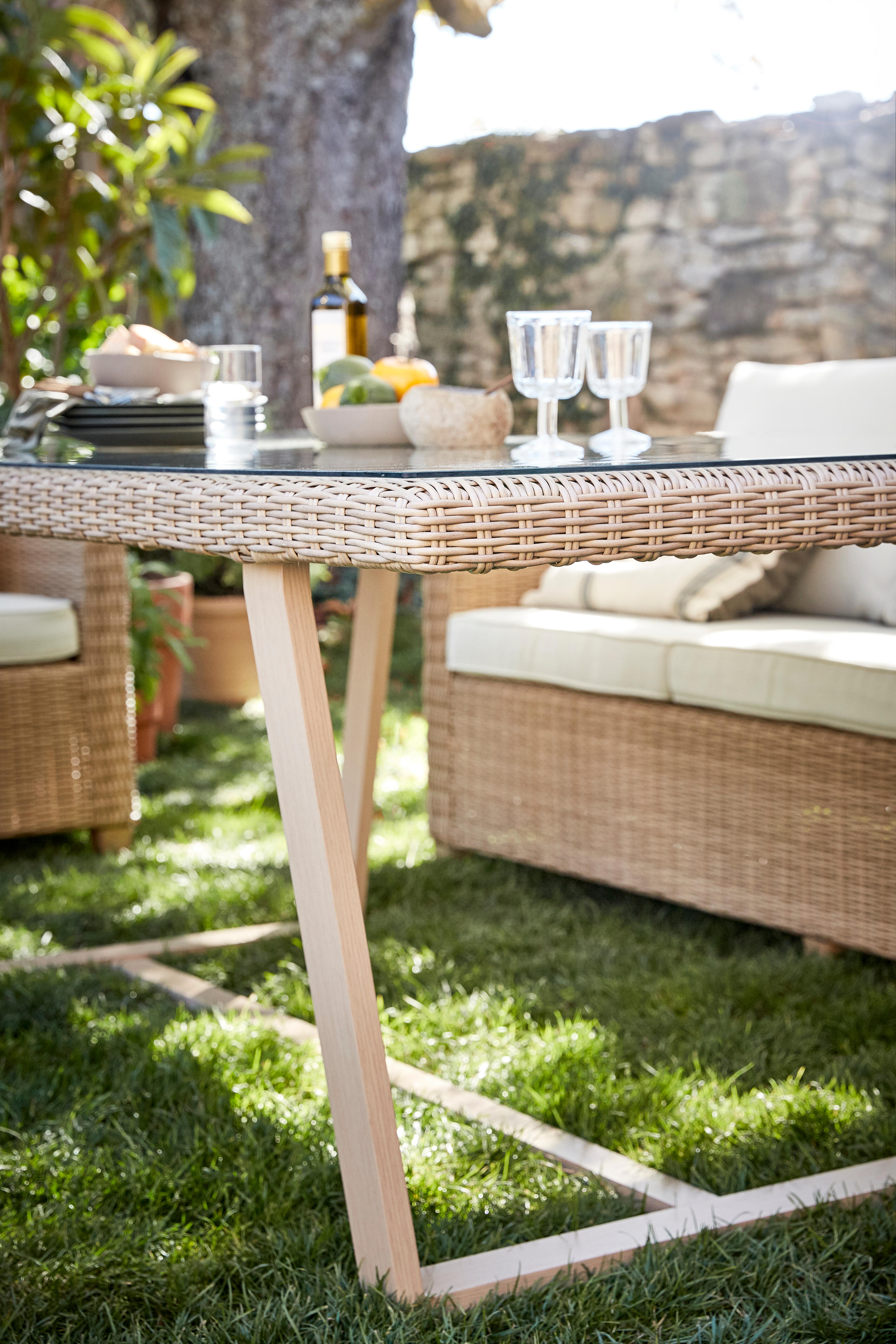 Mesa de jardín de aluminio ratán NATERIAL Medena 100x74x200 cm - 5