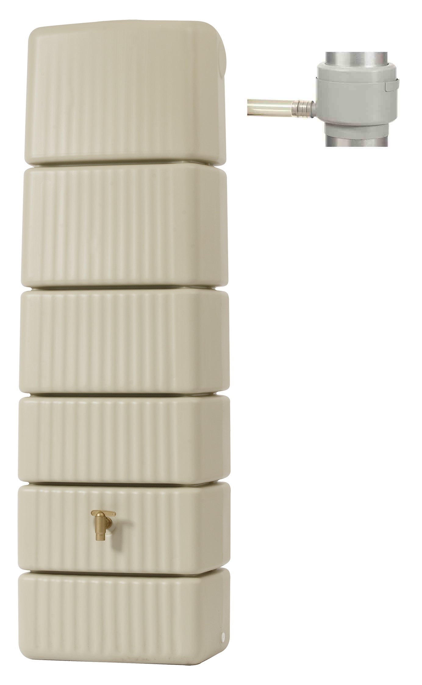 Récupérateur d'eau mural rectangulaire Slim sable 300L + robinet GARANTIA - 5