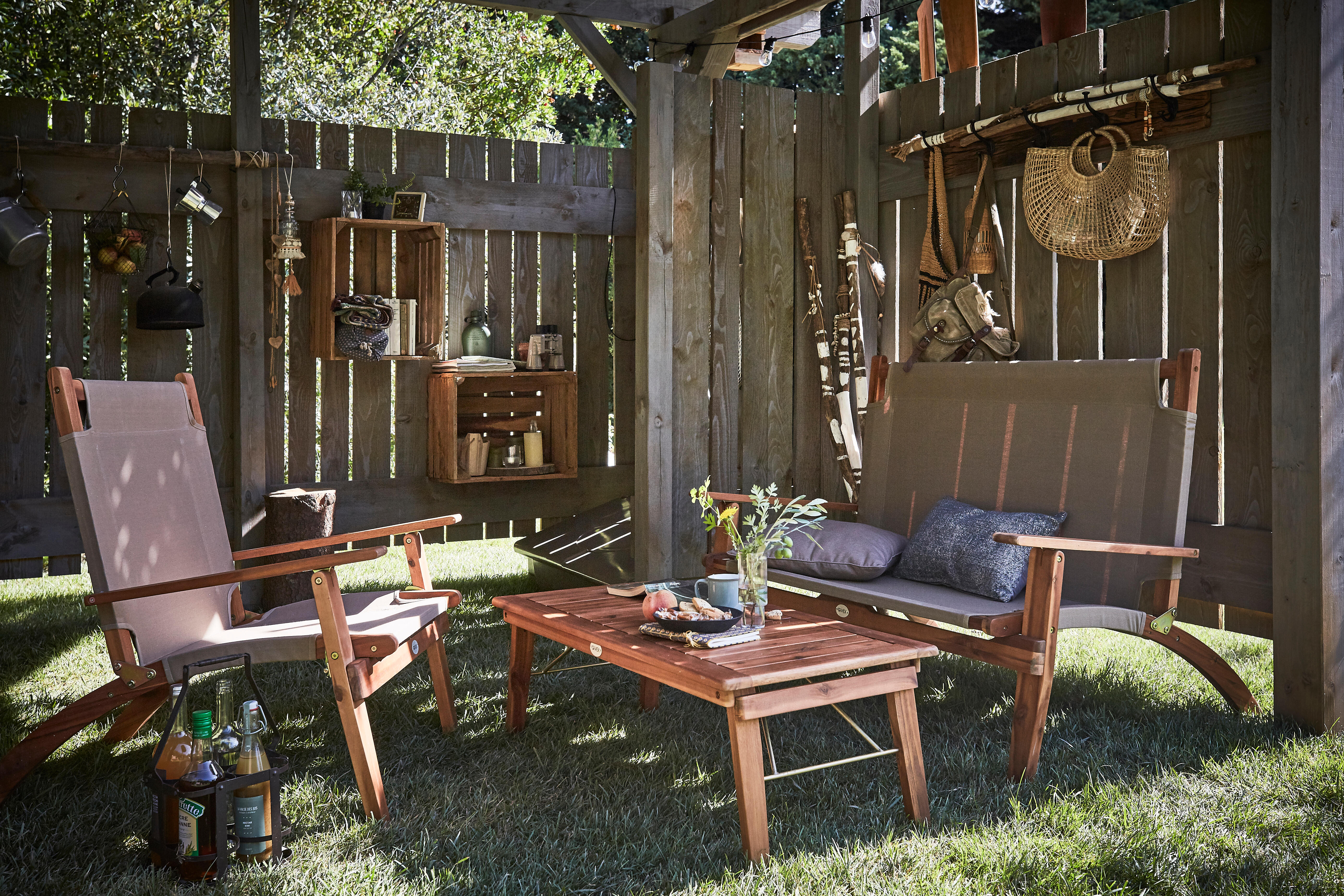 Salon bas de jardin Primavera acacia marron, 4 personnes - 5