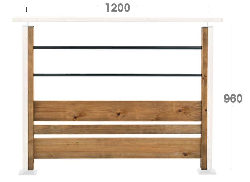 Kit garde-corps traverses bois MOKA H.96 x l.120 cm - 5