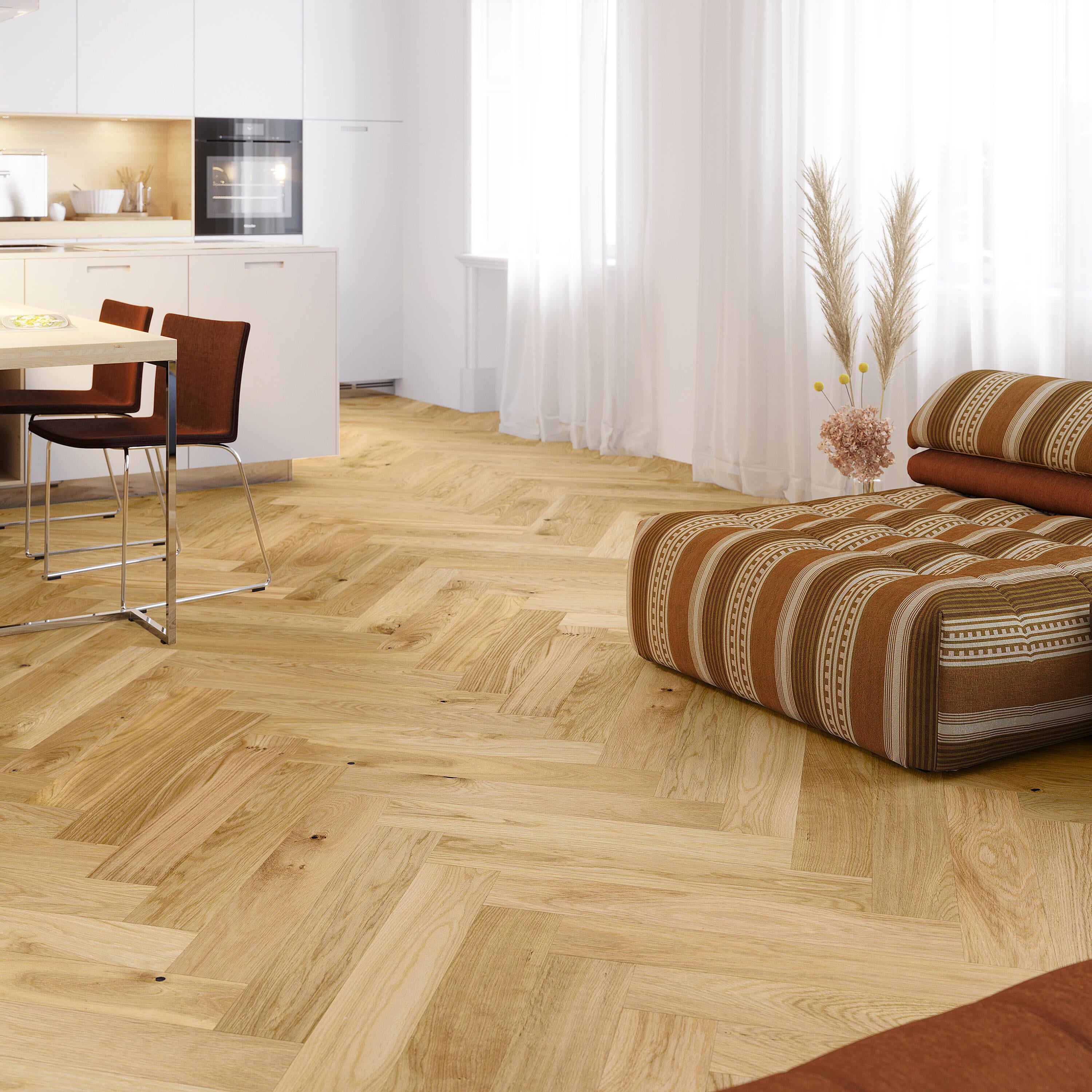 Parquet multistrato Spina italiana M BARLINEK in rovere biondo vetrificato natura sp. 14/2.5 mm 0.65 m² - 2