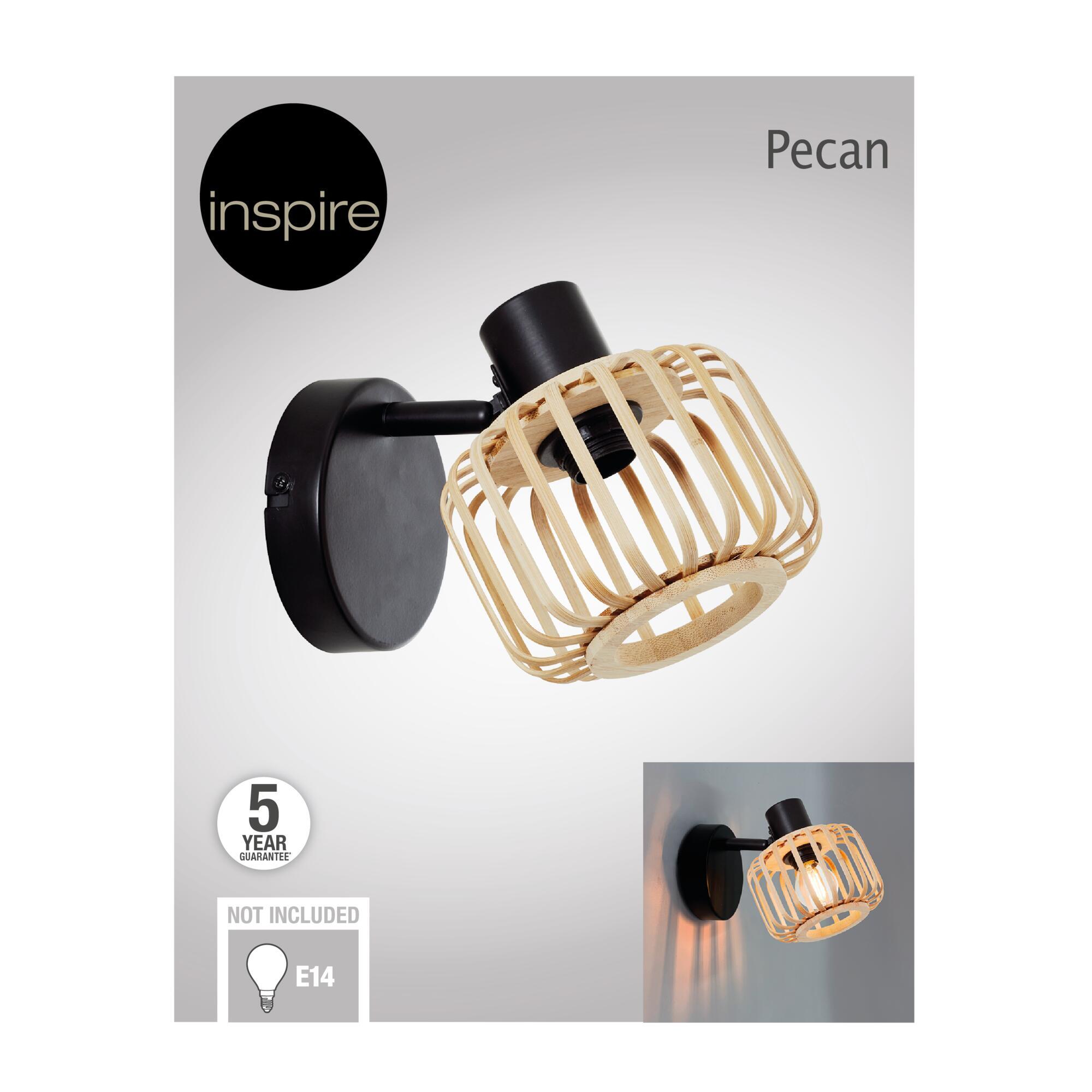 Foco decorativo INSPIRE PECAN E14 1 LÂMPADA METAL MATE PRETO/BAMBU - 9