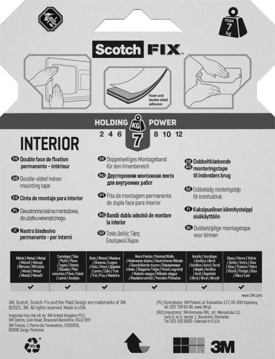 Ruban adhésif double-face intérieur SCOTCH FIX L.5 m x l.19 mm - 6
