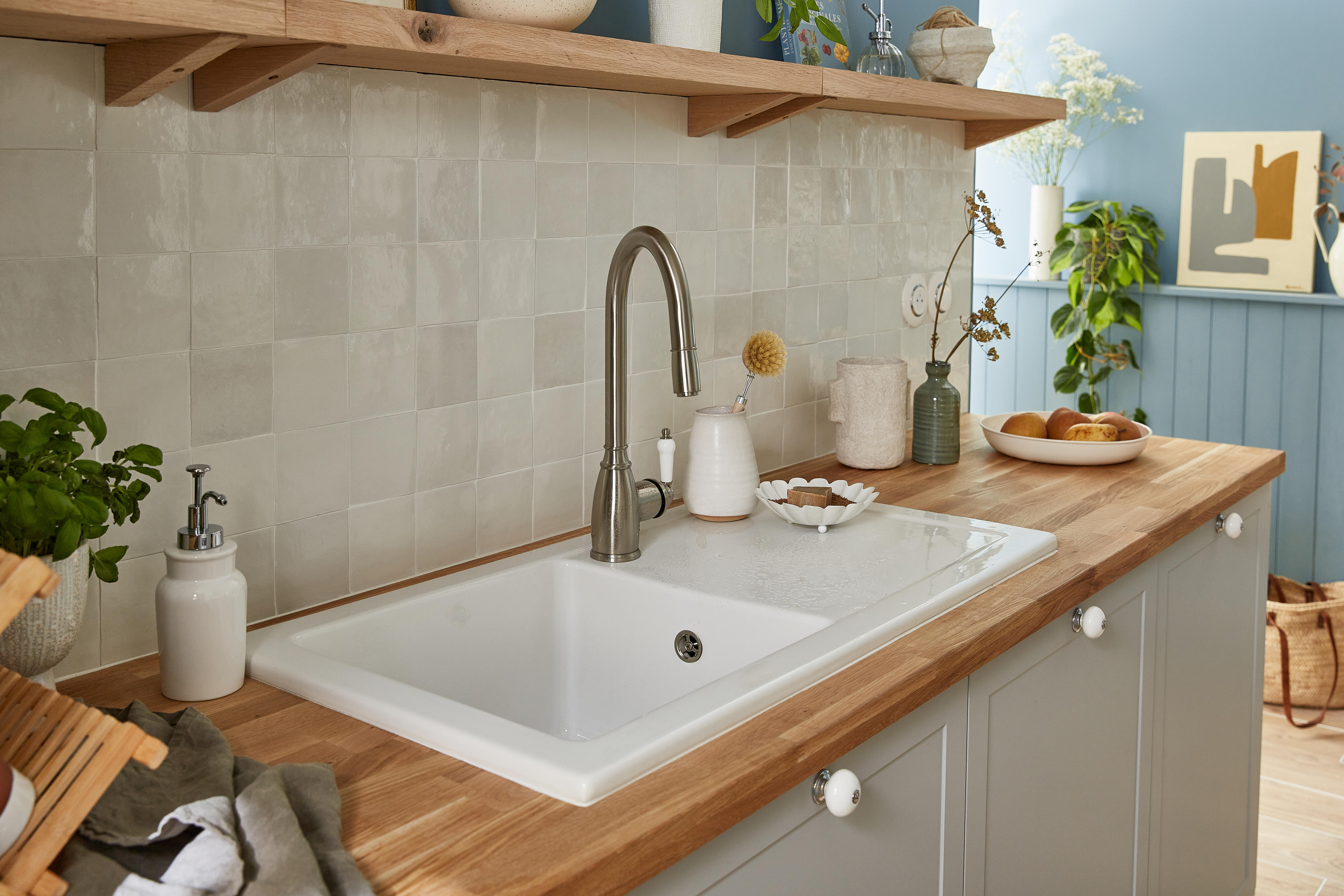 Robinet de cuisine avec douchette finition inox, Ascott, ESSEBAGNO - 4