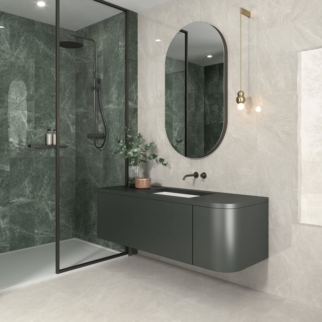 Carrelage mur intérieur effet marbre gris clair Murano l.30.5 x L.56 cm