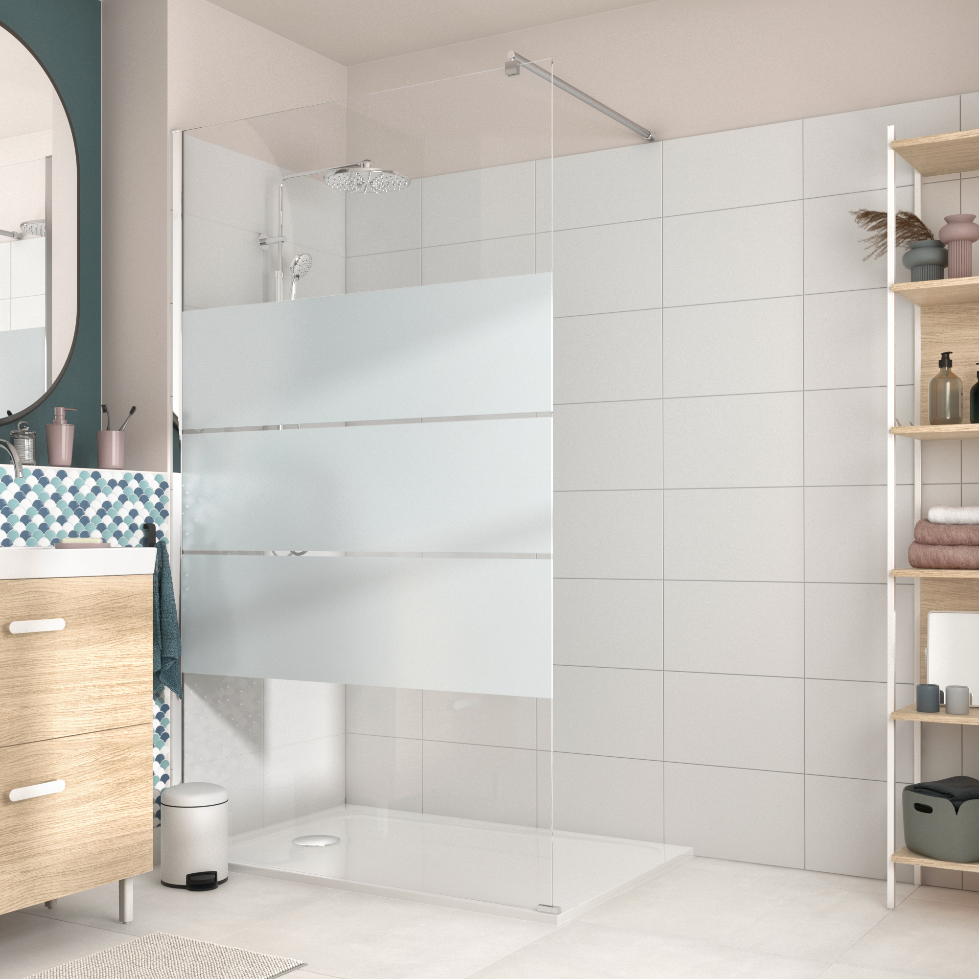 Box doccia walk-in Easy, vetro 6 mm, L 117-118.5 cm x H 195 cm, profilo cromo - 2
