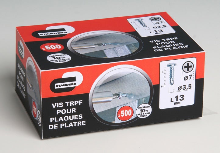 Boîte de 500 vis acier STANDERS, Ø3.5 x L.13 mm - 4