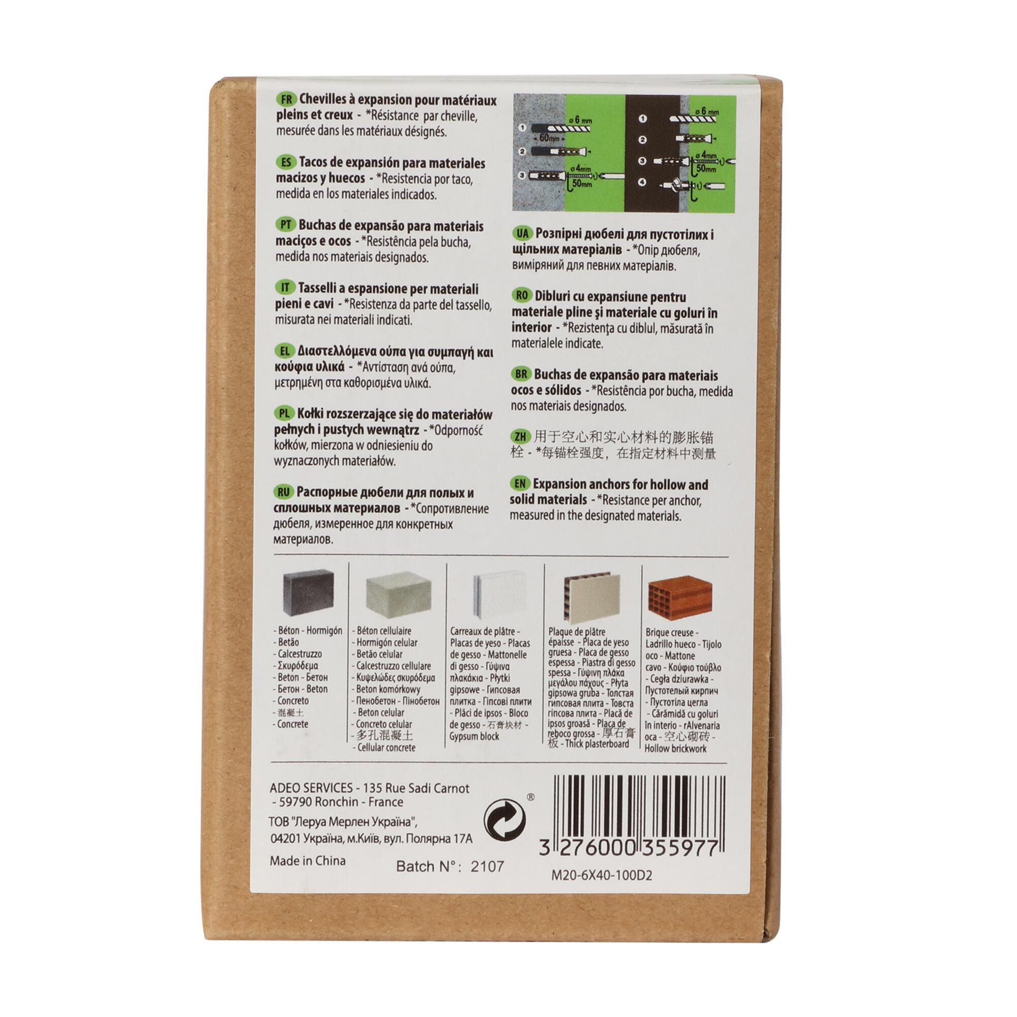 100 tacos multimaterial STANDERS, ø 6 x L. 40 mm - 7