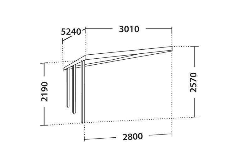 Cochera de madera CERLAND 2148 adosable para 1 coche 300 x 231 x 524 cm y 14.9 m² - 2