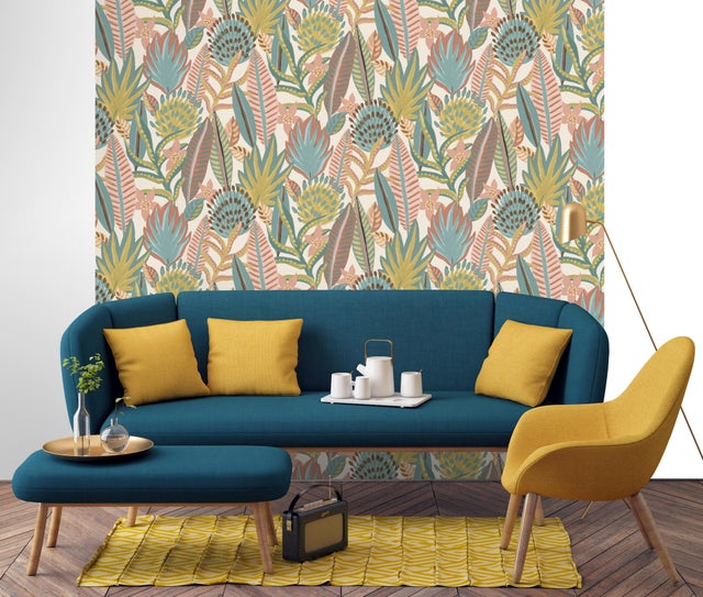 Papier peint intissé Floral arty orange