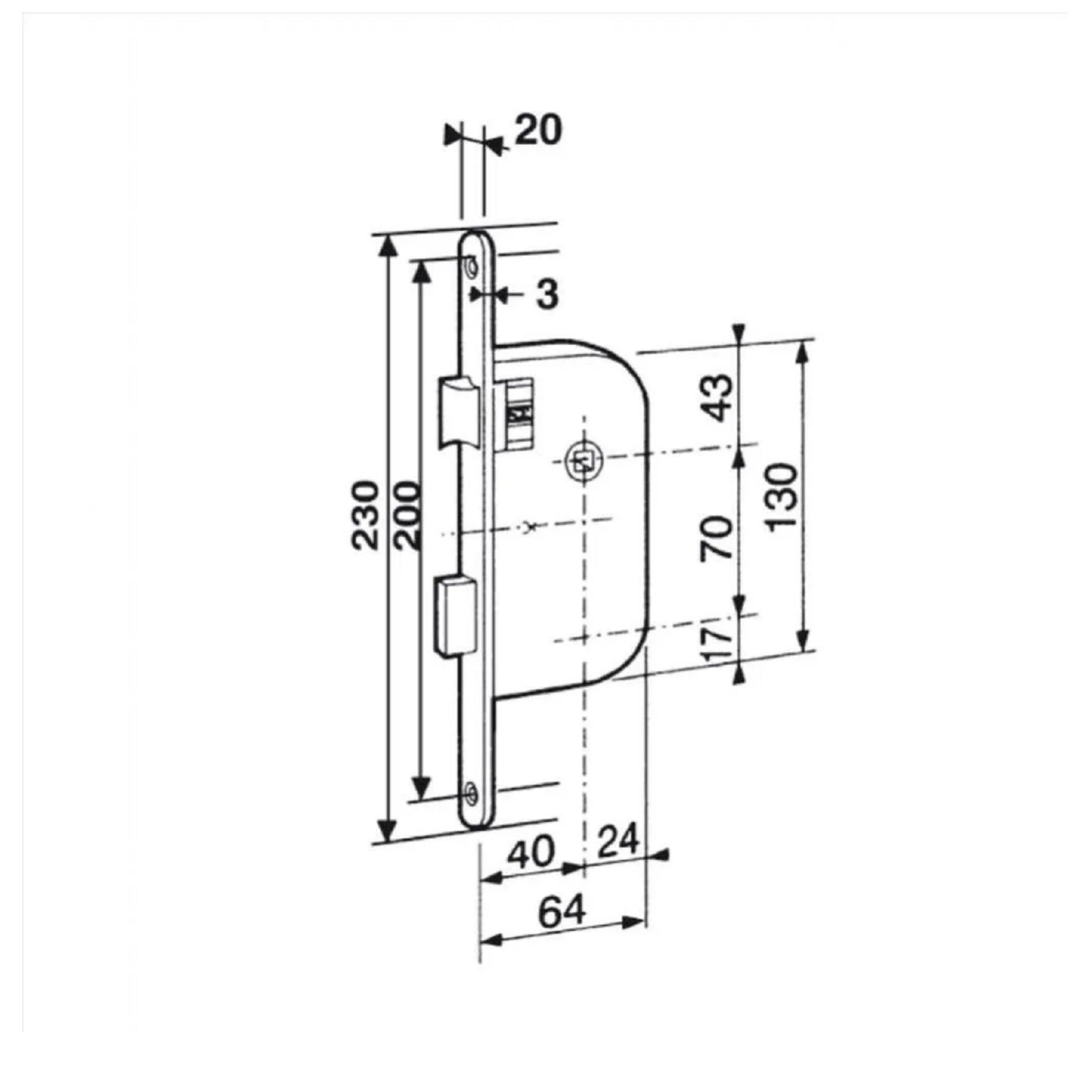 Serrure encastrée BRICARD, à cylindre, axe 40 mm - 3