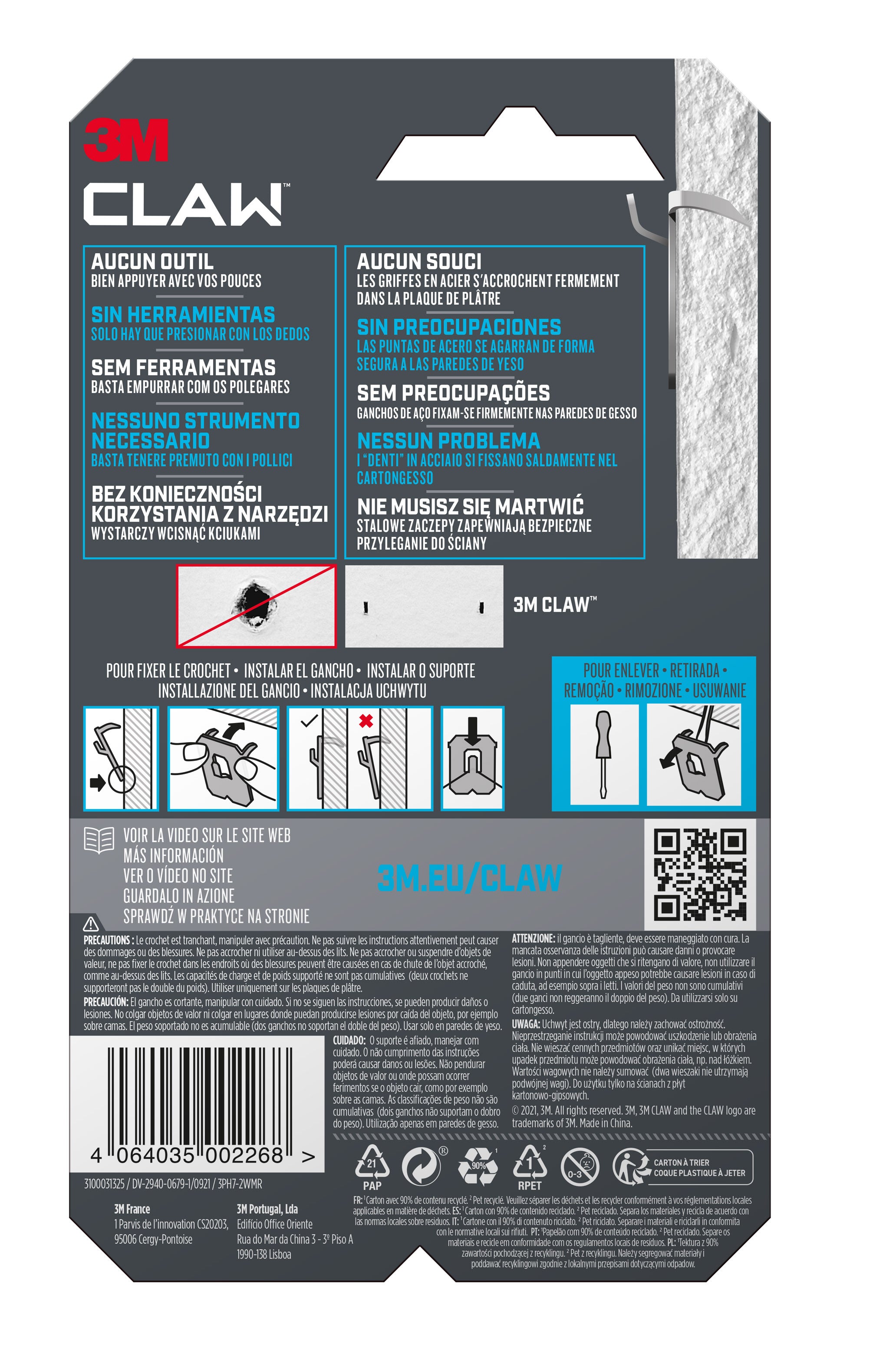 2 suportes para placa de gesso CLAW 7KG 3M - 7
