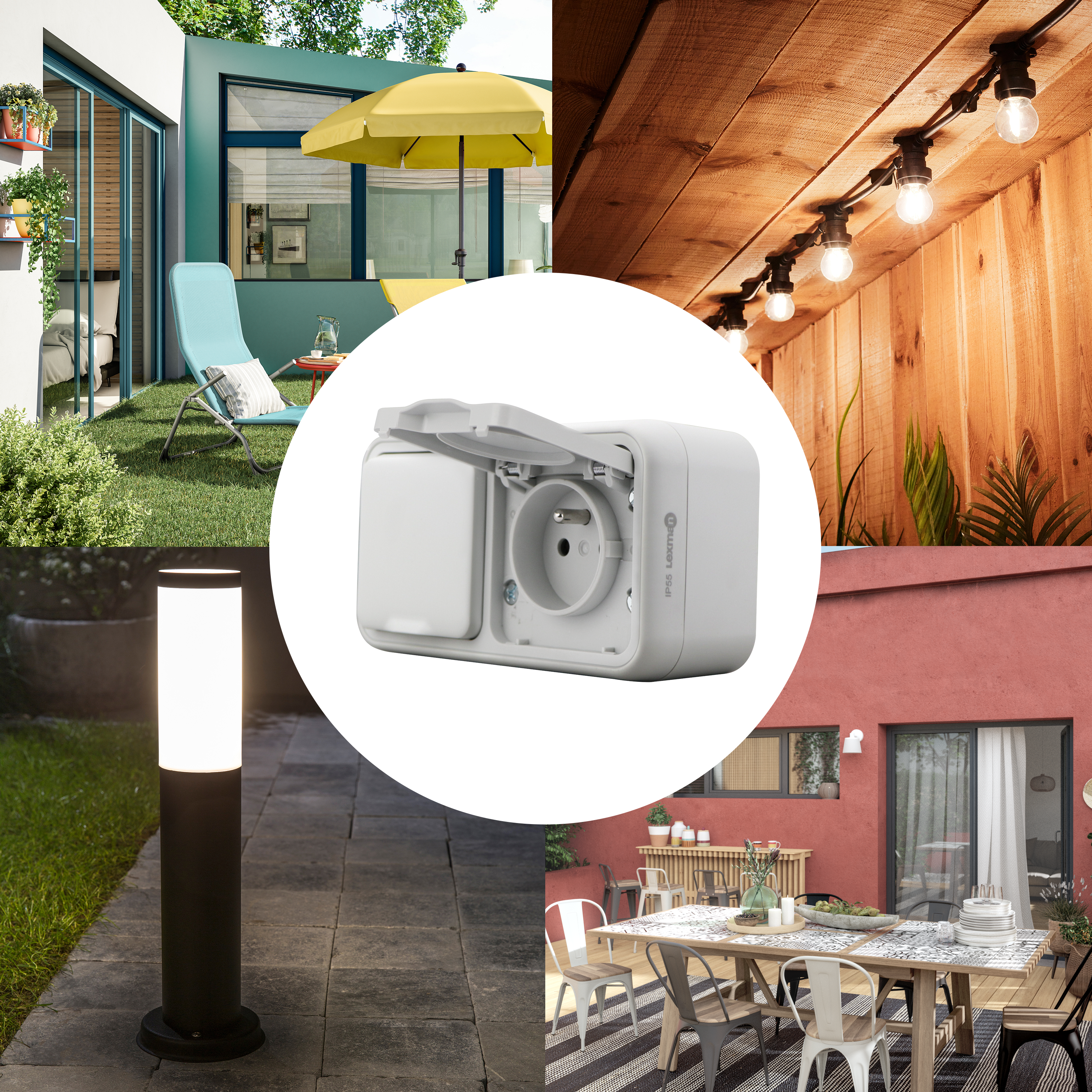 Double prise avec terre étanche complet Trail, LEXMAN gris - 3