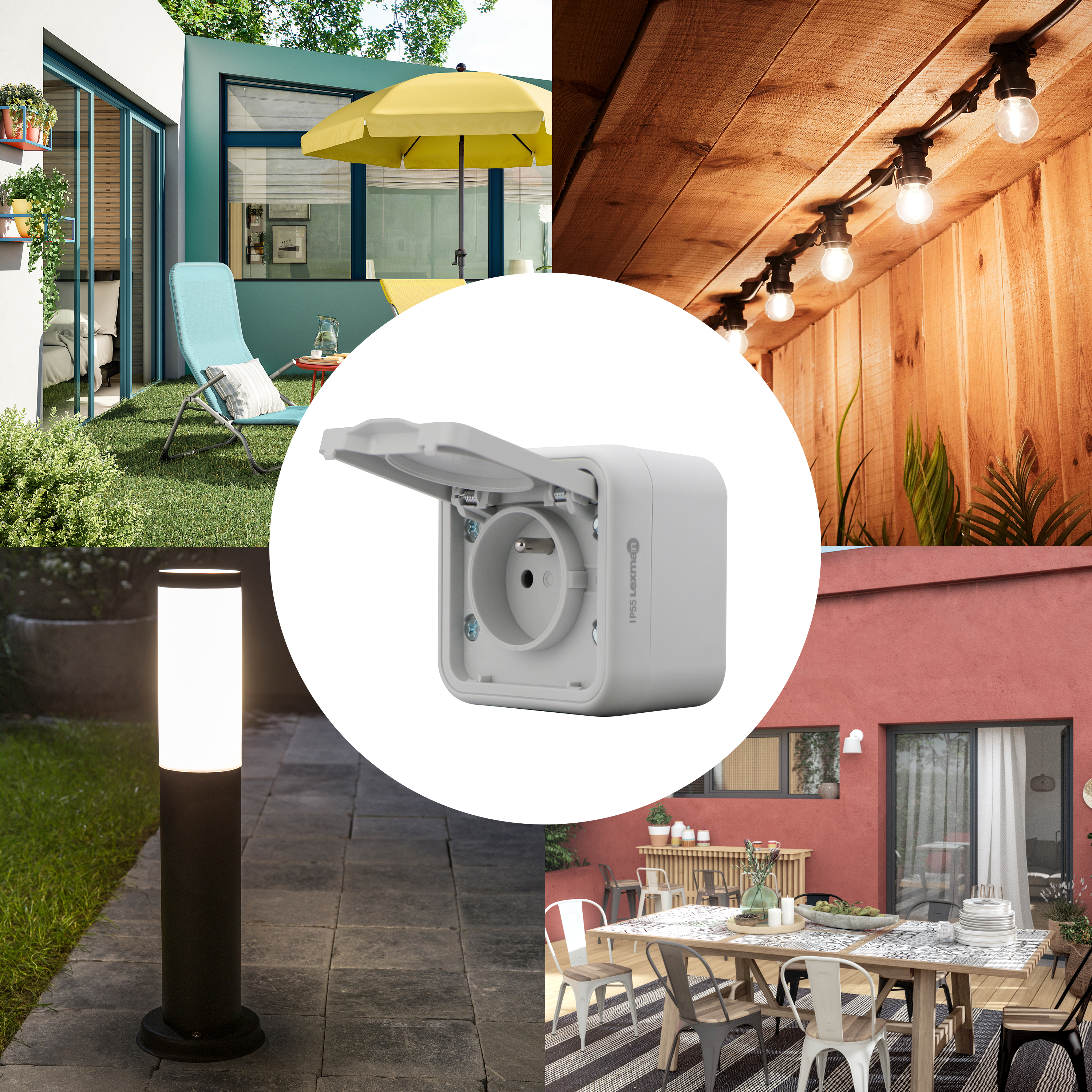 Prise avec terre étanche complet Trail, LEXMAN gris - 5