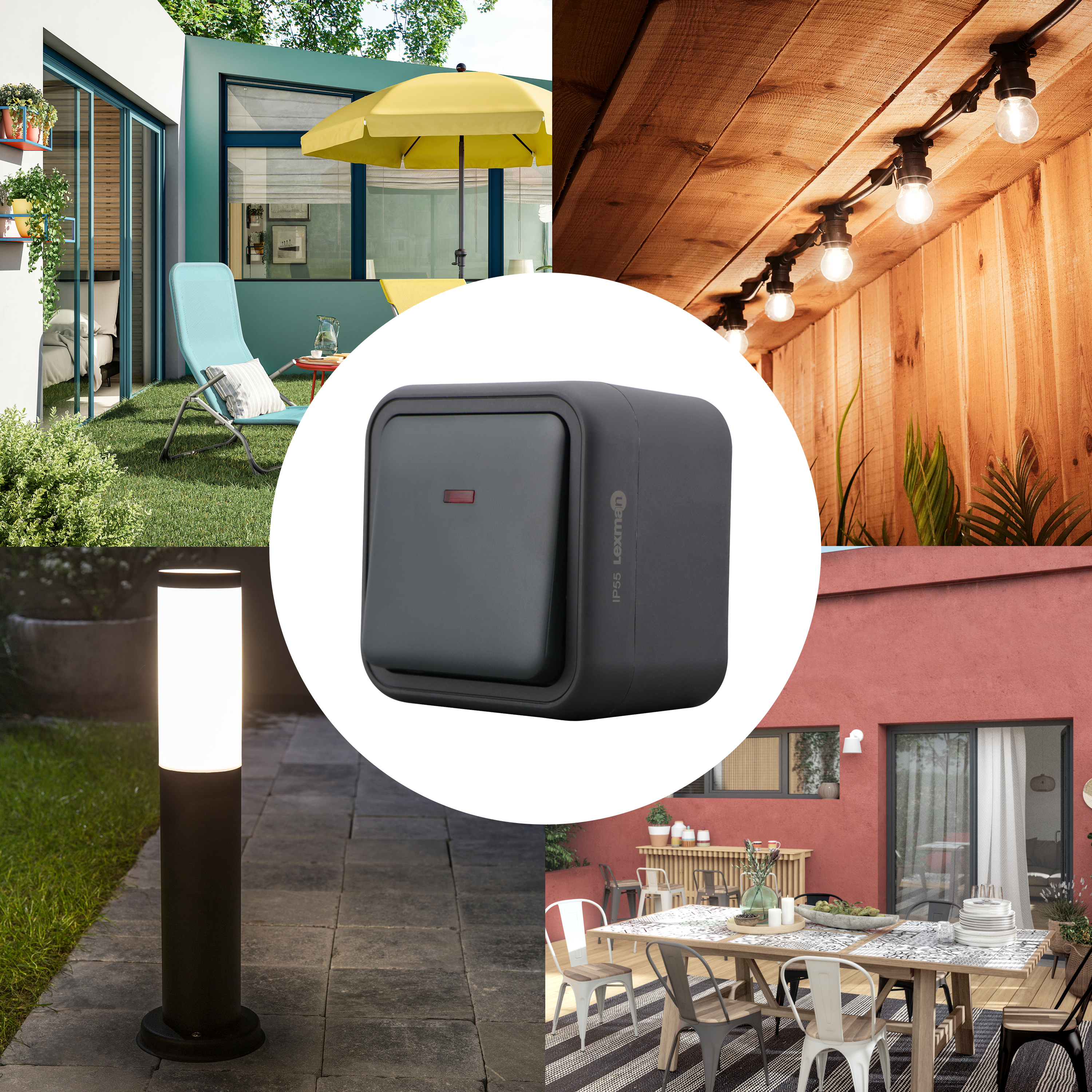 Pulsador con luz LEXMAN Trail IP55 color antracita - 2