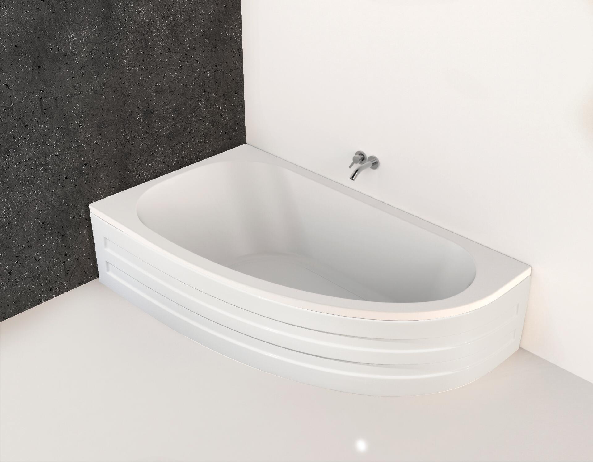 Baignoire asymétrique gauche L.160x l.90 cm blanc Nerea - 2