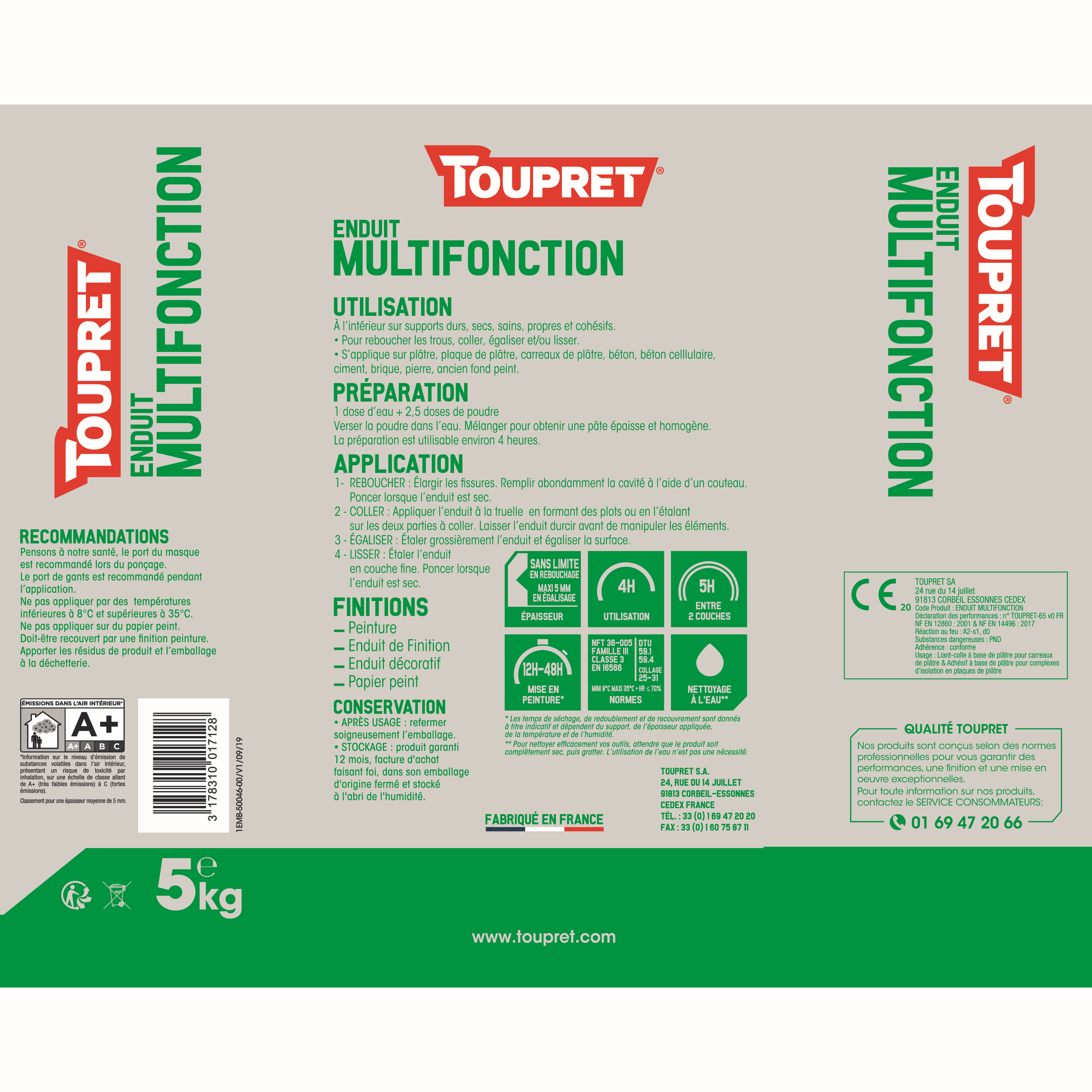 Enduit multifonction poudre M TOUPRET blanc 5 kg - 3