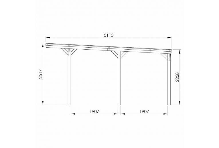 Carport bois Victor adossable, 1 voiture, CERLAND, 15.5 m² - 3