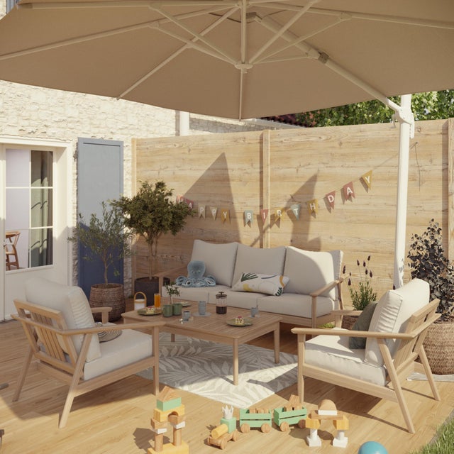 Salon bas de jardin bois en acacia Atlas NATERIAL, 5 personnes