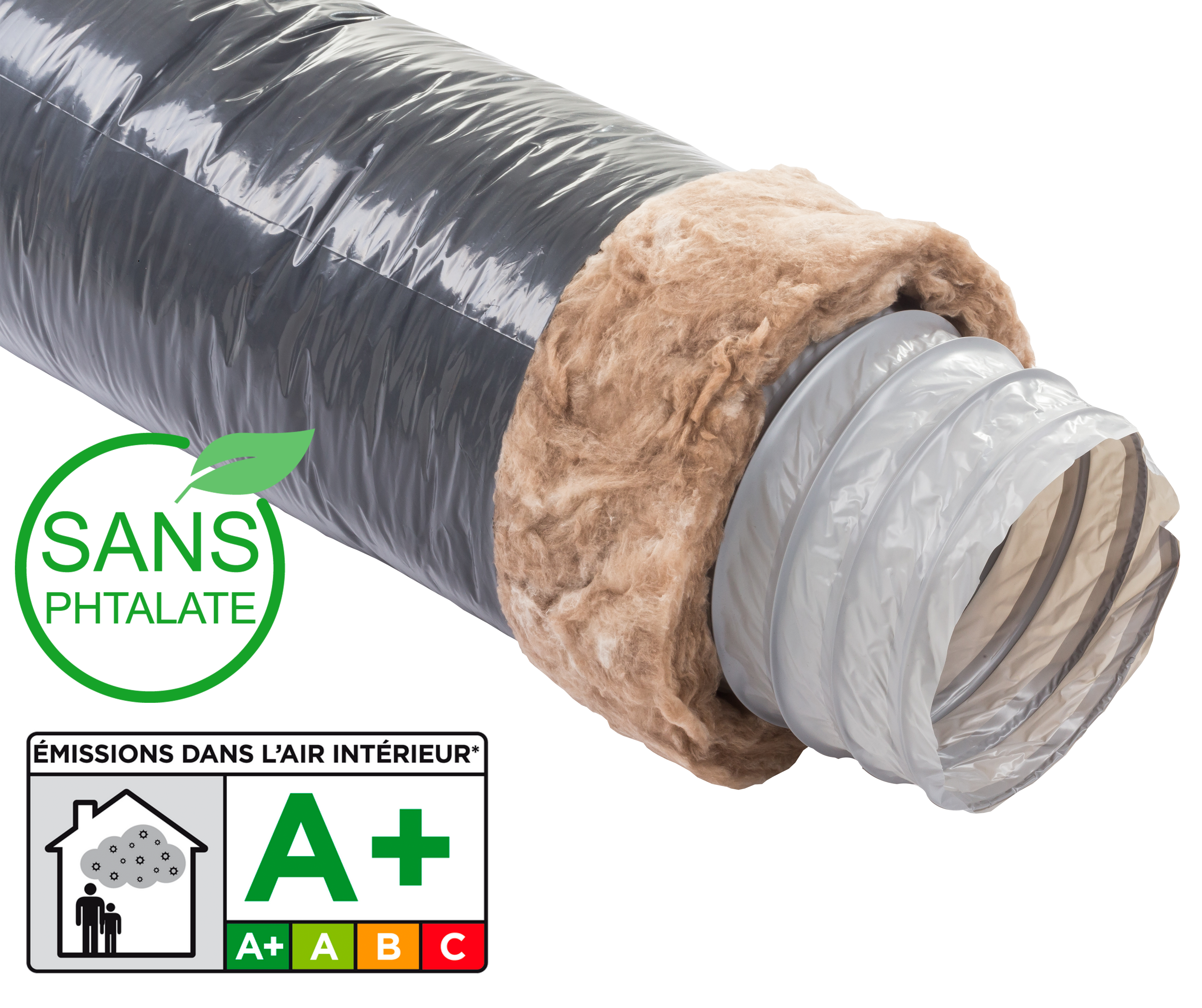 Conduit souple isolé pvc / laine de verre EQUATION, Diam.160, L.3 m - 3